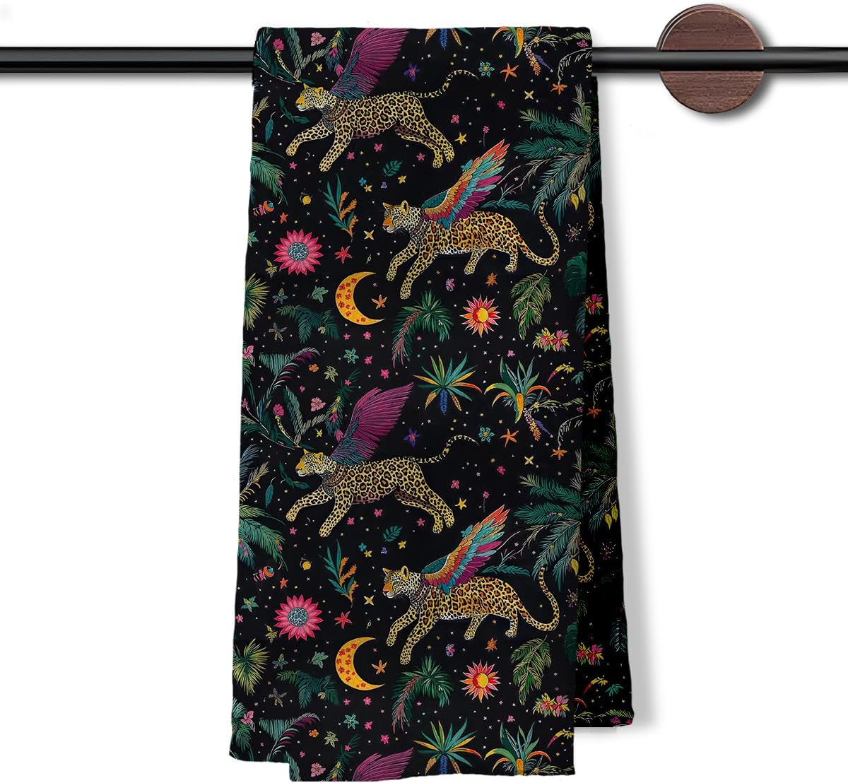 Dark Academia Green Luna Moth Kitchen Dish Towels, Moth Gifts for Women, Gothic Dark Cottagecore Botanical Ferns Decorative Hand Tea Towels for Bathroom Kitchen, 16x24 Inches image 4