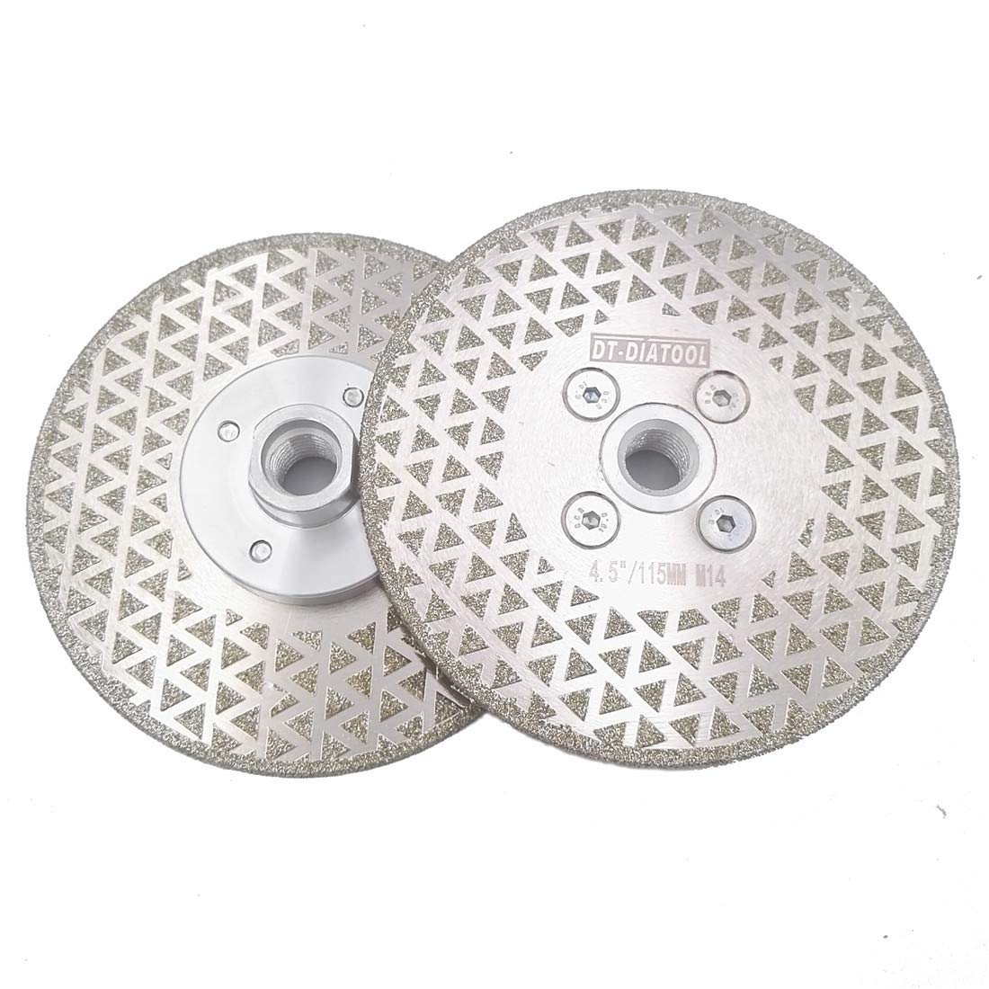 Dt-Diatool Black Diamond Cutting And Grinding Discs 2Pcs 4.5 Inch / 115Mm X M14 Both Side Coated Electroplated For Granite Tile Marble Stone