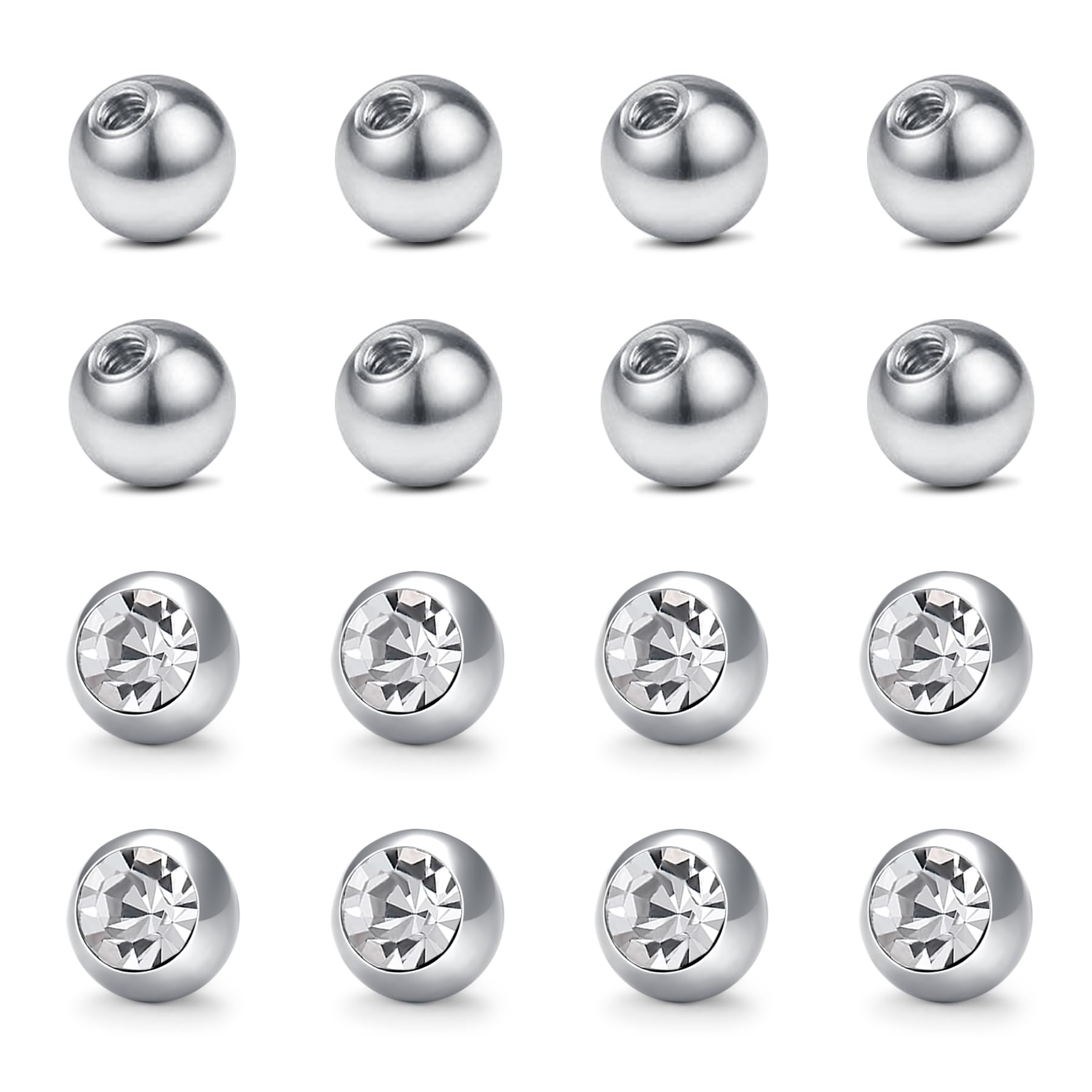 D.Bella Replacement Balls Surgical Steel Piercing Balls for Belly Navel Nipple Tongue Industrial Barbell Nose Septum Lip Eyebrow Ear Rings Body