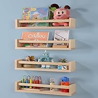 Vista 7 de Juego de 4 Estantes para Habitación de Guardería, Estantes Flotantes de Madera para Libros para Habitación de Niños, Estante de Libros para Bebés