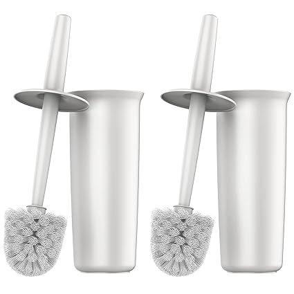 MR.SIGA Toilet Bowl Brush and Holder for Bathroom, White, 2 Pack
