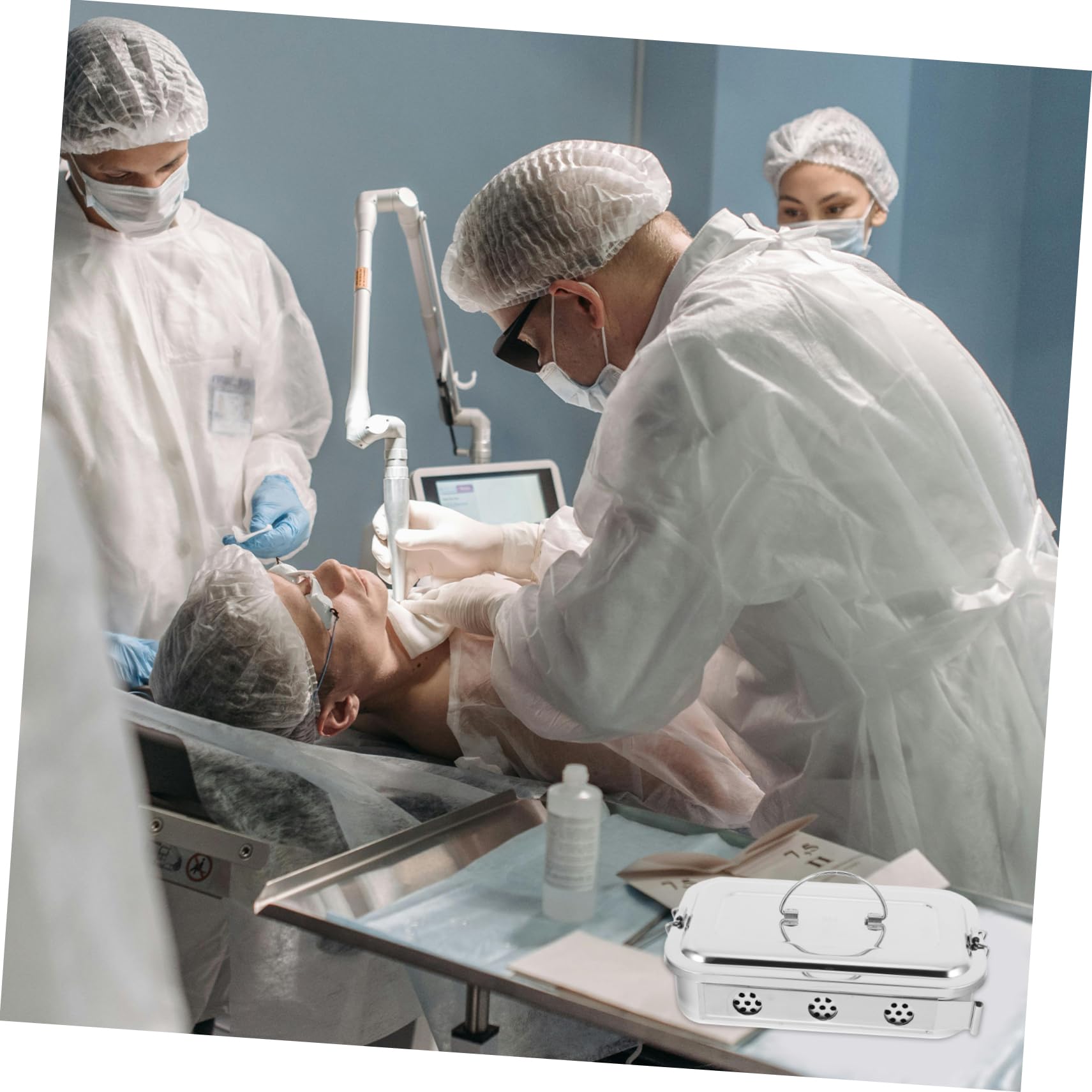 GALPADA 2 Pezzi Vassoio Inossidabile con e Chiusura Contenitore Sterilizzabile per Medici e Odontoiatrici Resistente Ad Alte Temperature e Pressioni per Conservazione e Trasporto