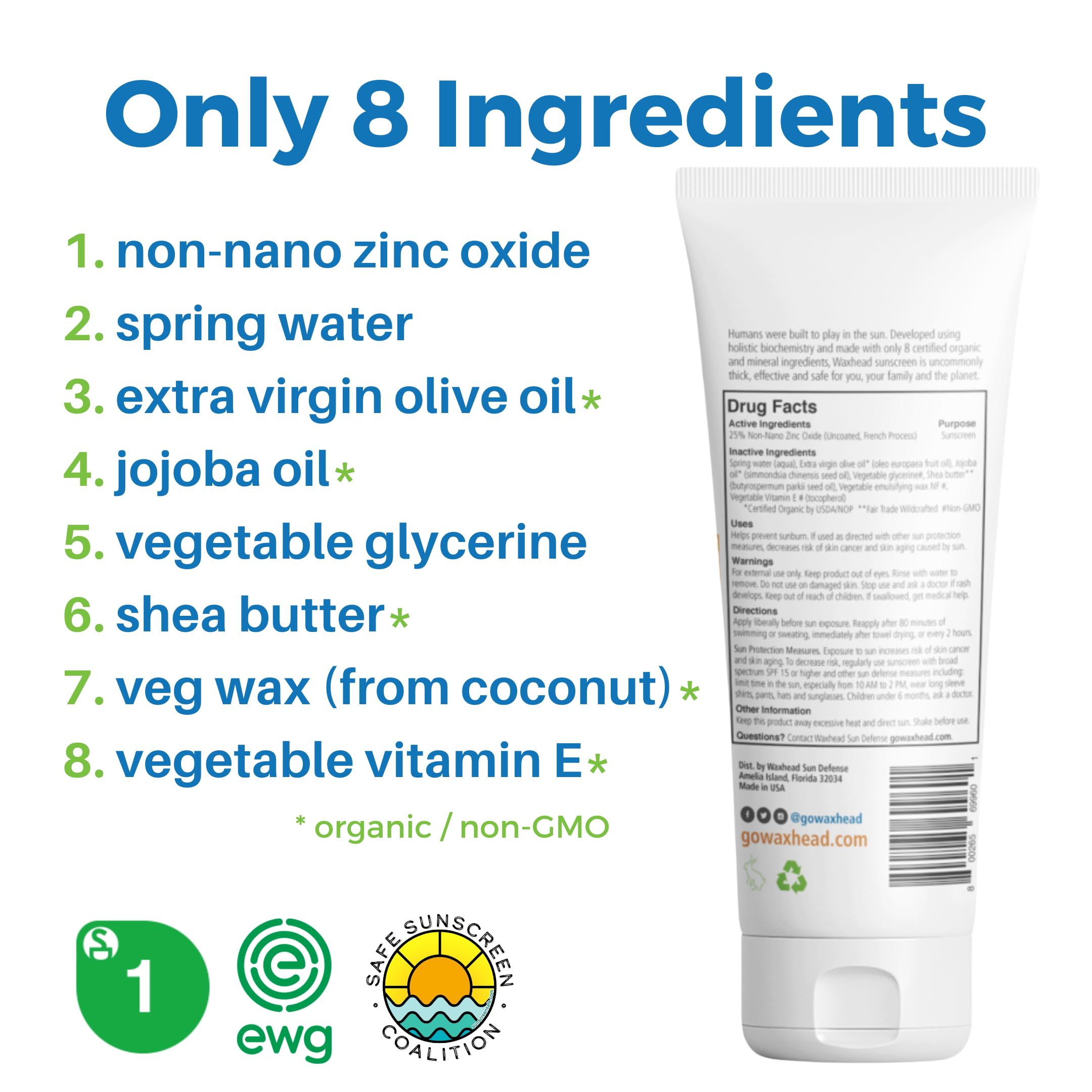 Waxhead - Protector solar para niños SPF 32, protector solar mineral de óxido de zinc para cara y cuerpo, seguro para bebés y niños pequeños, recomendado por pediatras, seguro para arrecifes, no graso 8