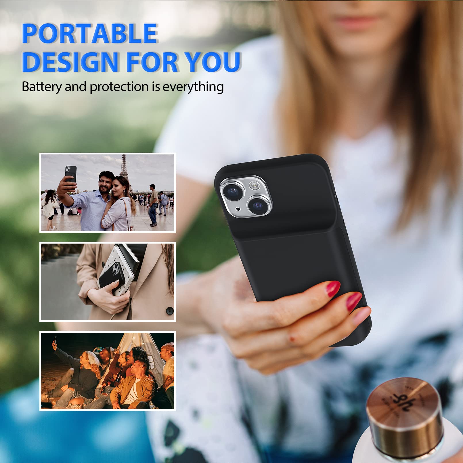 Etui na baterie do iPhone'a 14, [6000 mAh] Ochronna przenośna ładowarka do iPhone'a 14 (6,1 cala) (czarne)