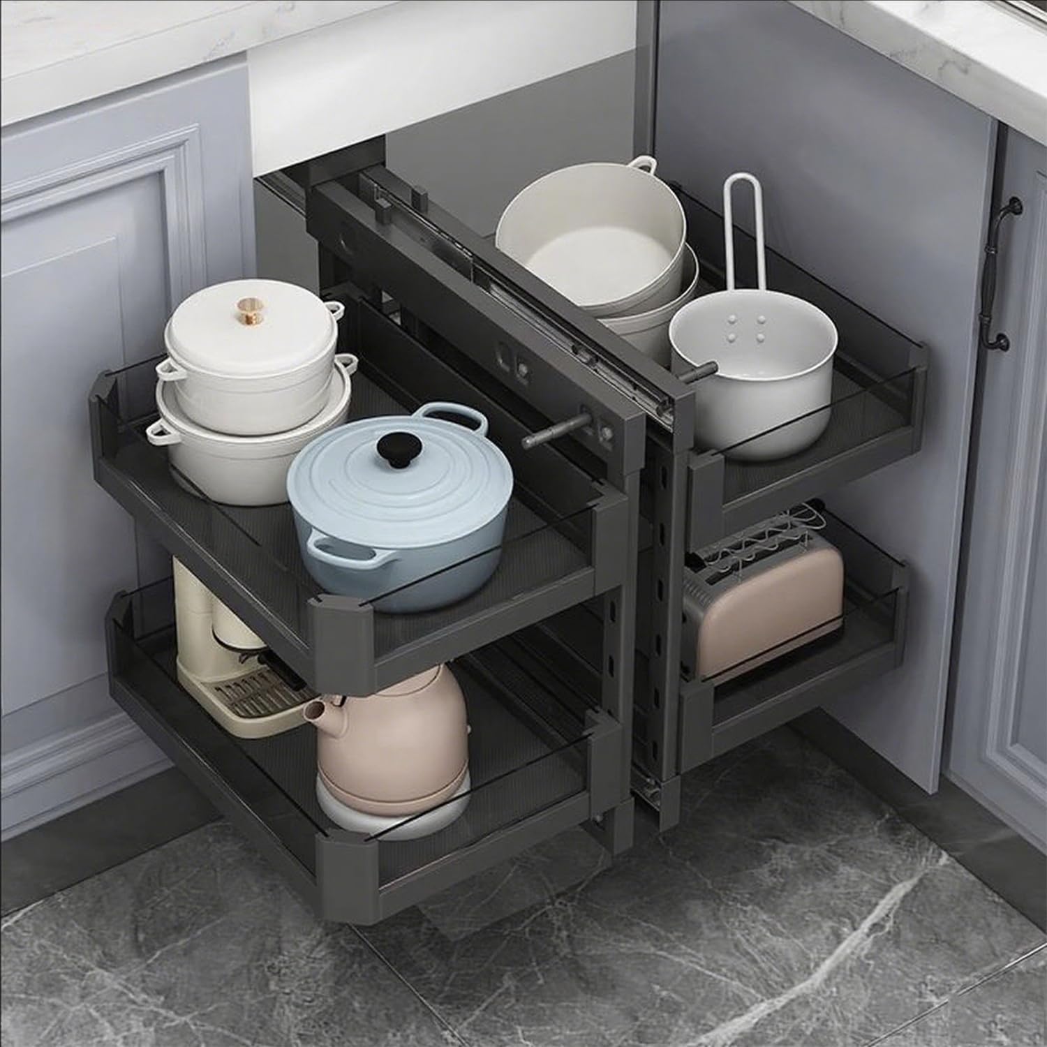 BHGFYXBS Heavy Du Corner Cabinet With Pull Out 4 Baskets & Exble Shelf For Kitchen Sto – Maximizes Space With Smart Design,900,900