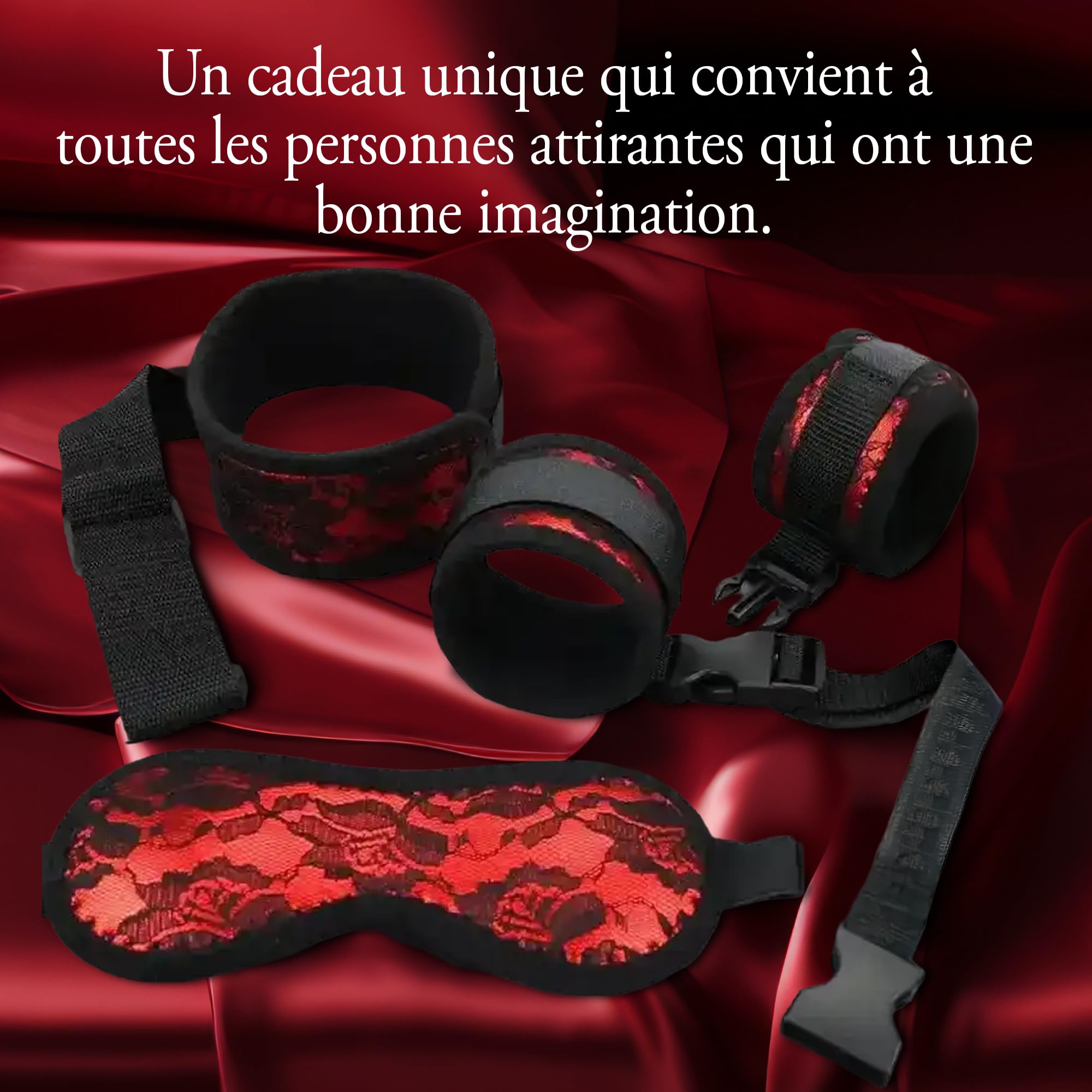 nedit Menottes sexy Erotique - Menottes Sex Lit - Accessoires Sexuel Pour Adulte - Bondage Sex Femme - BDSM Accessoire - SexToys Adulte Couple - Jouet Sexy - toy's couple