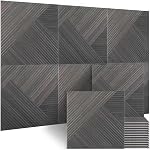BUBOS Large Acoustic Panels,6 Pack Wood-Pattern Printing Soundproof Wall, Total Size 70.8 x 47.2 Inches Self-Adhesive Decorative Sound Absorbing Panels for Studio, Home,Light Diamond Weave