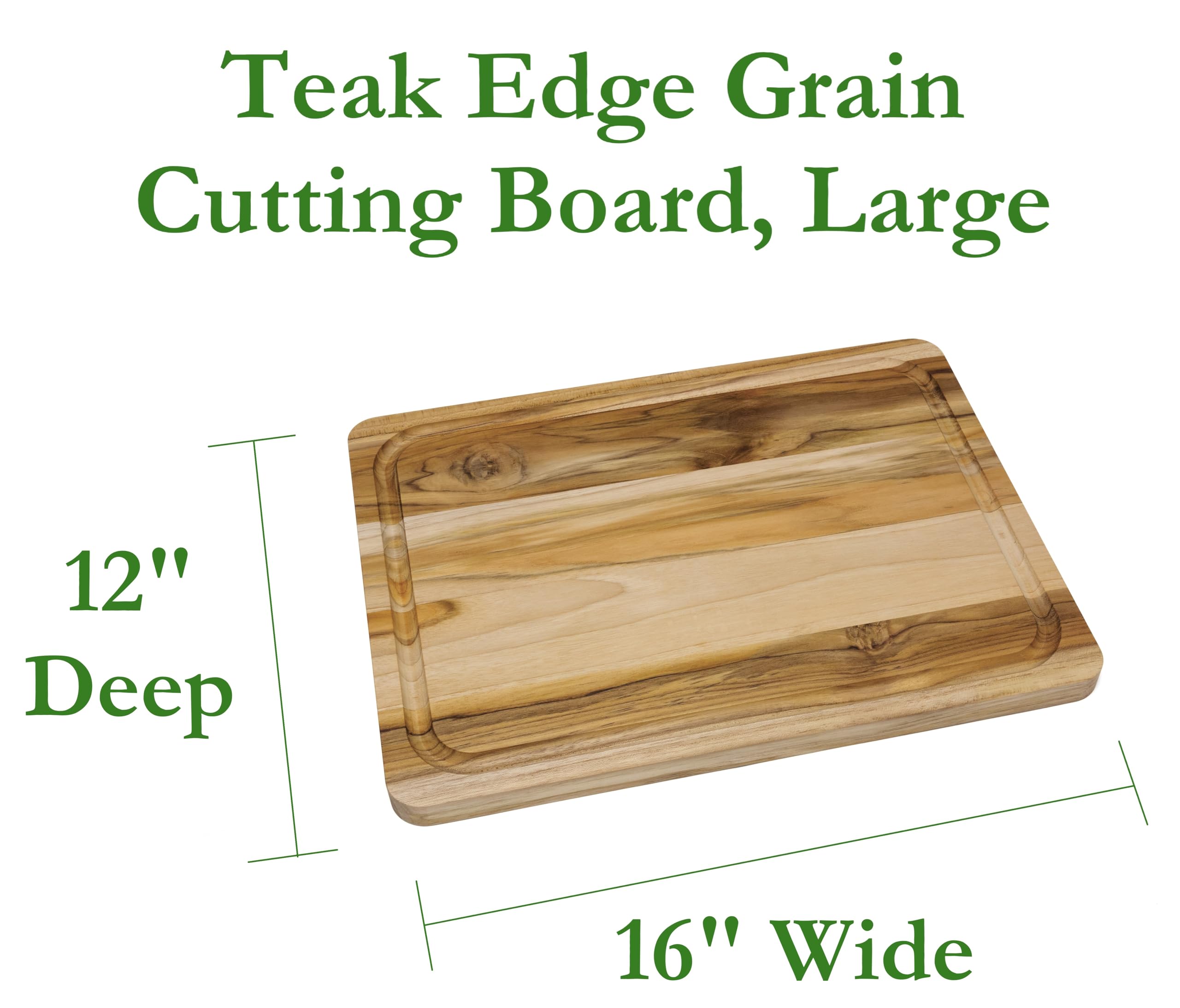 Tagliere In Legno Teak Extra Large Interbuild – 16 X 12 X 1.5 Pollici – Con Bordi E Maniglie - Foto 3
