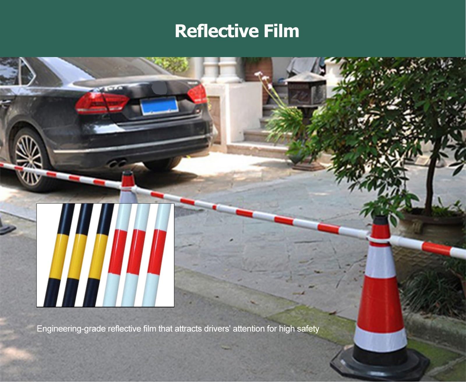 12 zestawów rozszerzalnych pachołków drogowych – przenośne i lekkie bariery z PVC do robót drogowych i budowlanych(Blue and White)