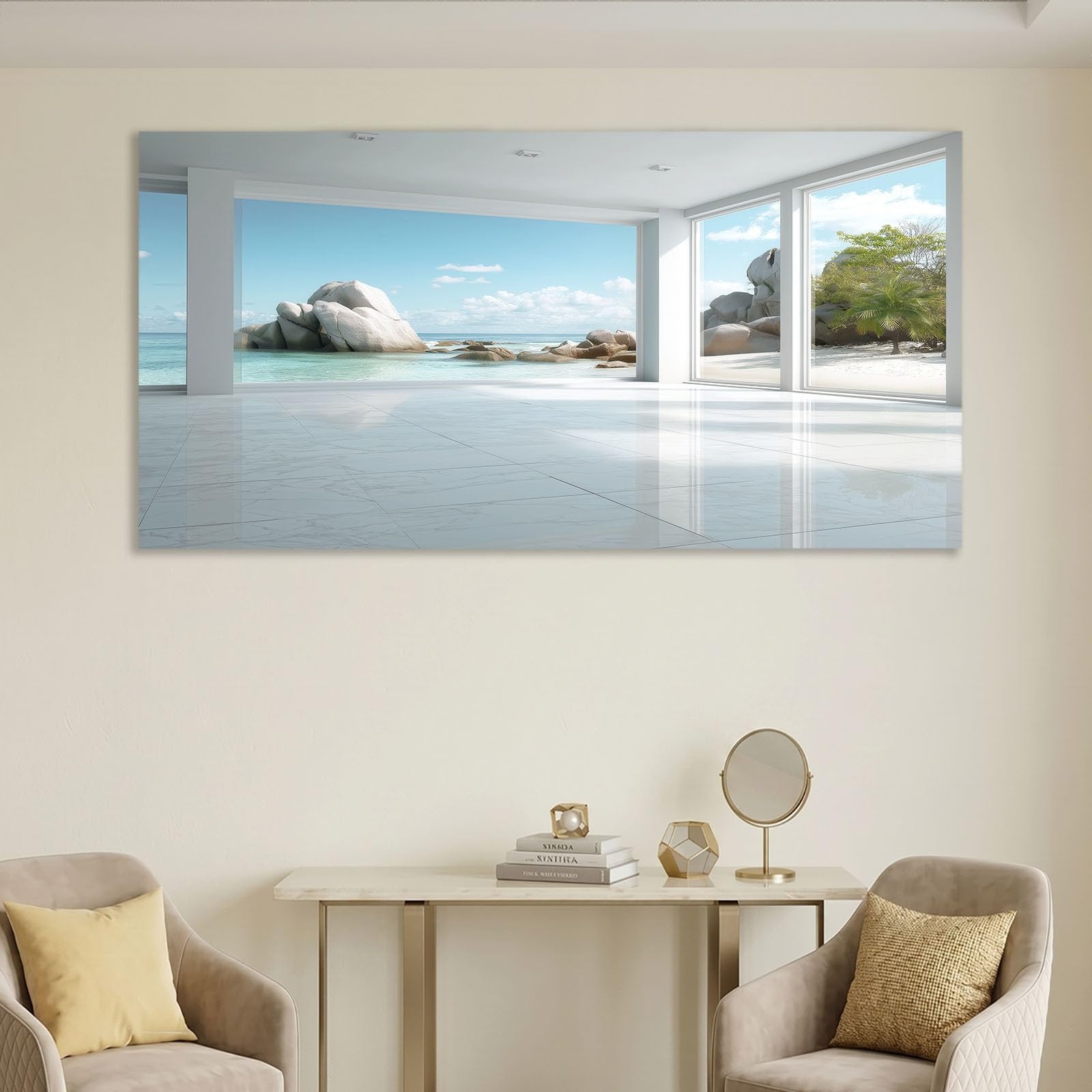 3D Modern Stadt Skyline Fensterblick - Quadro decorativo da parete, 120 x