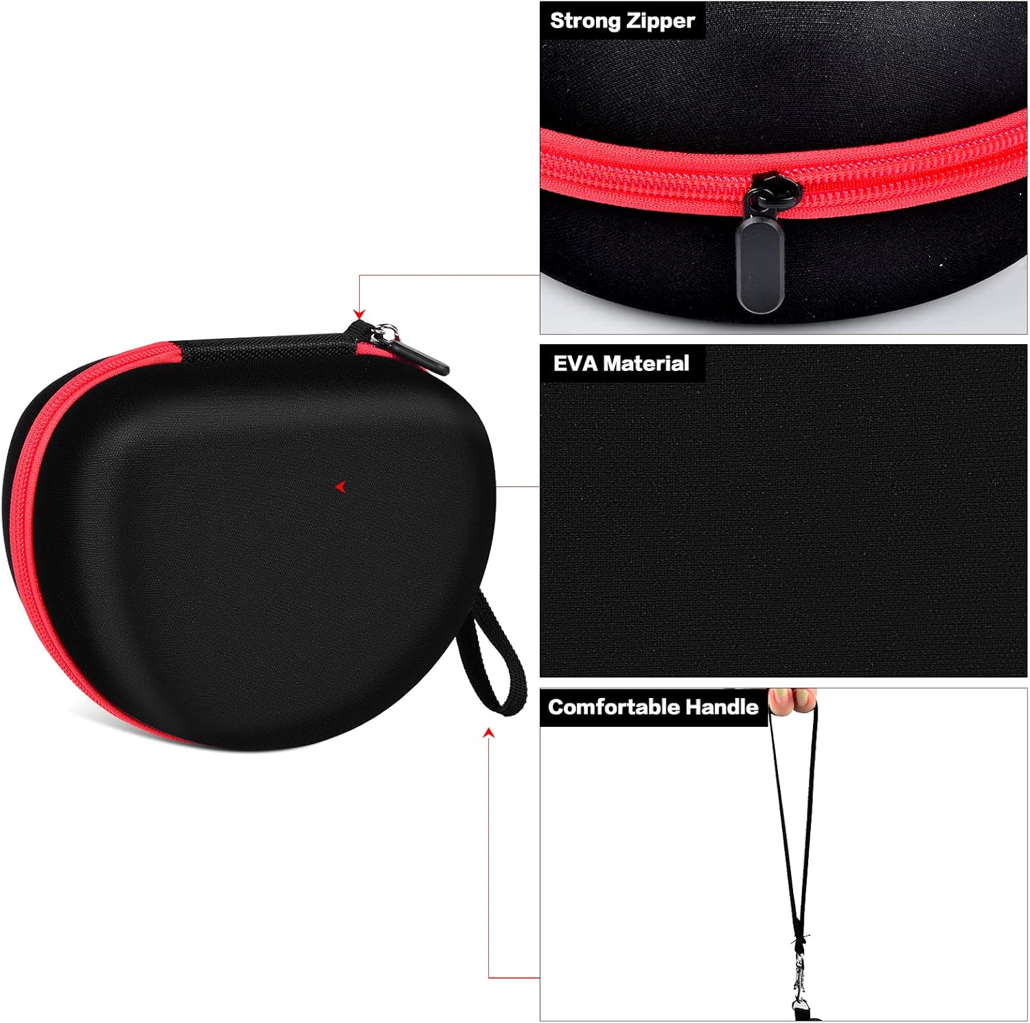 Headphone Case for Skullcandy Crusher/Hesh/Evo Wireless Over-Ear Bluetooth Earphones, for JLab JBuds Lux ANC, for TOZO HT3/HT2 Headphones and More Noise Cancelling Foldable Headset - Box Only (Black) - Image 4