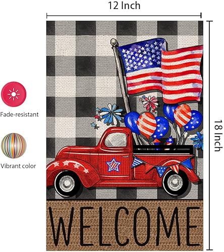 Miniatura 6 de CROWNED BEAUTY Bandera patriótica de jardín de camión de bienvenida del 4 de julio, 12 x 18 pulgadas, bandera de Estados Unidos de doble cara, a