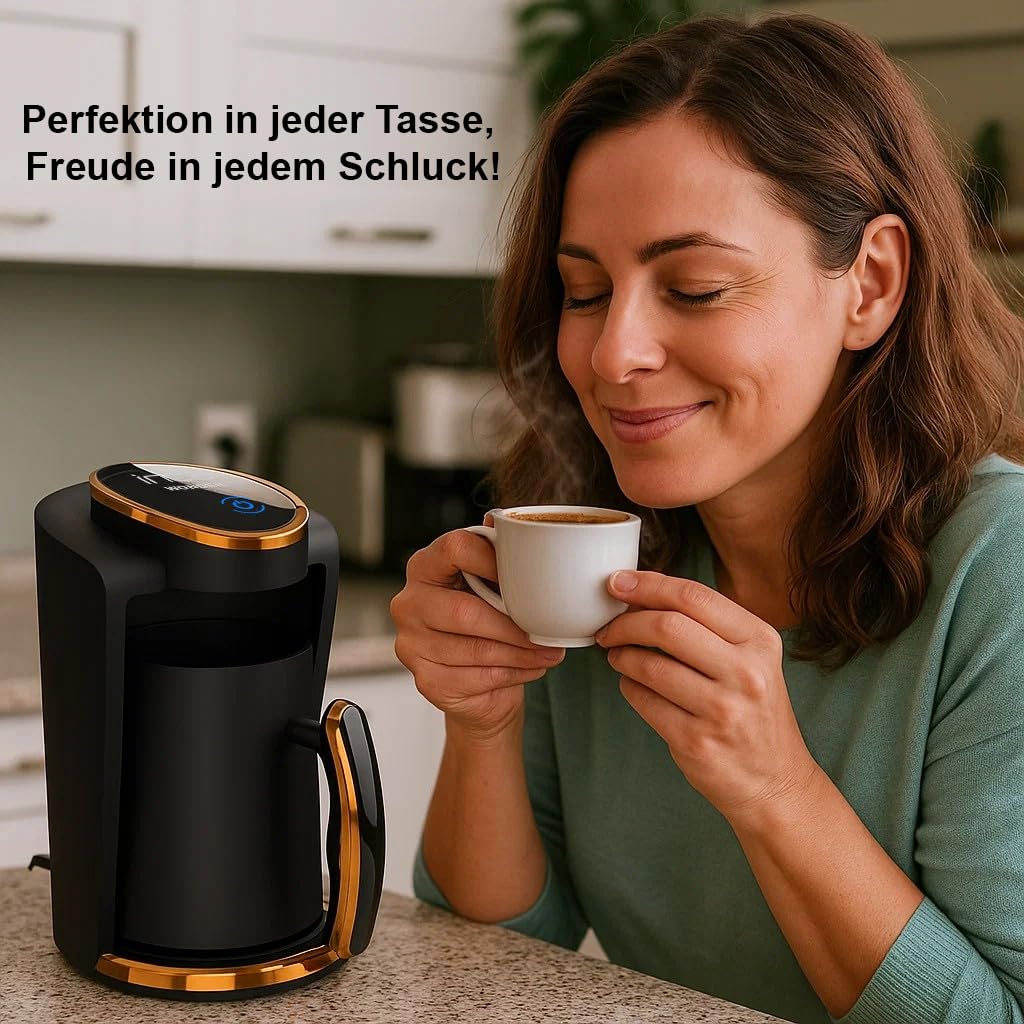 İnca IKM-011 Turbo Türkische Kaffeemaschine, Türk Kahve Makinesi, 250ml, 1-4 Tassen, 650W, Überlaufschutz, Trockengehschutz, Edelstahlheizplatte, Automatische Abschaltung, Mokka Kaffeemaschine
