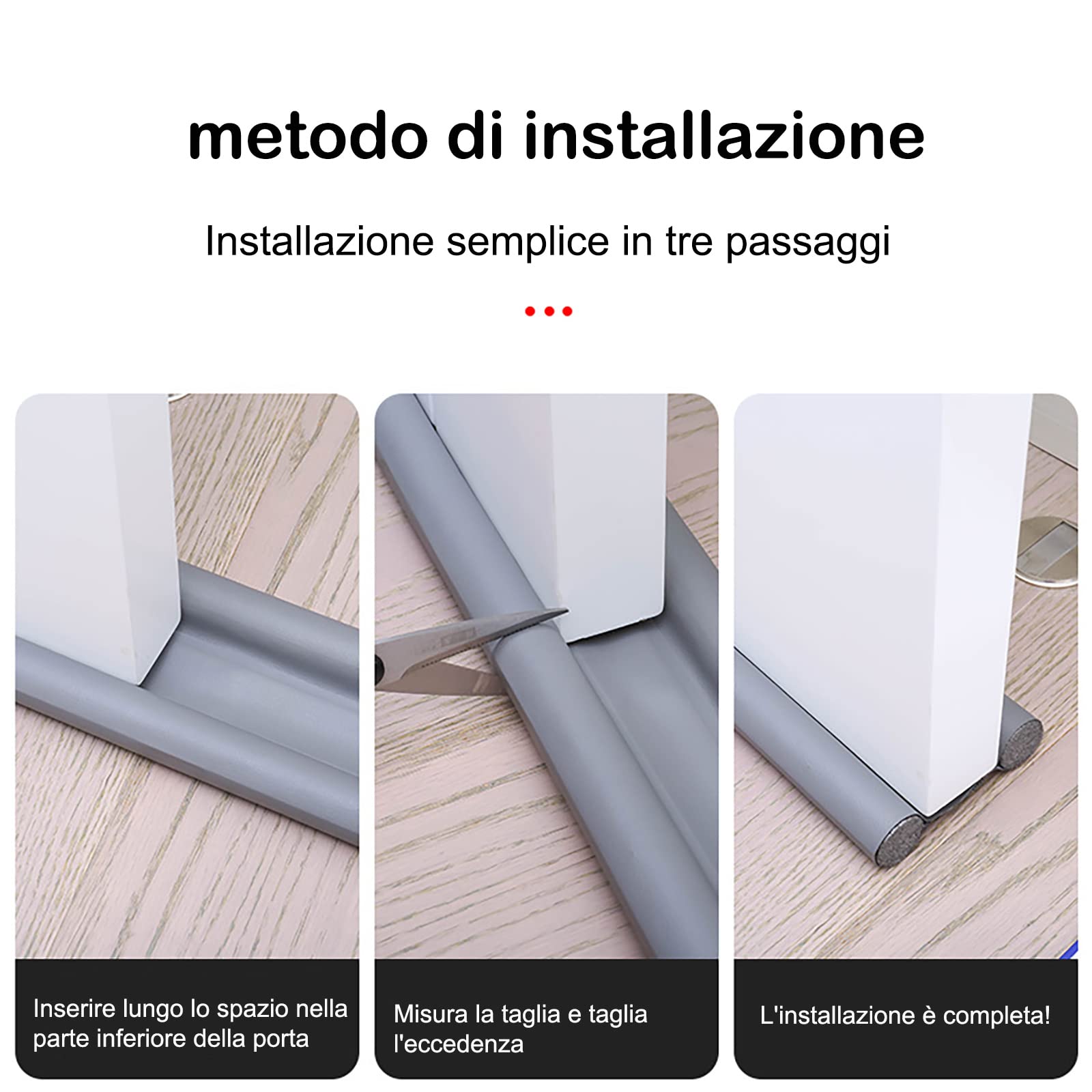 Paraspifferi Sottoporta 2 Pezzi - Tagliabili, In Cotone EPE E Pelle, Per Isolamento Da Freddo E Rumore - Foto 2