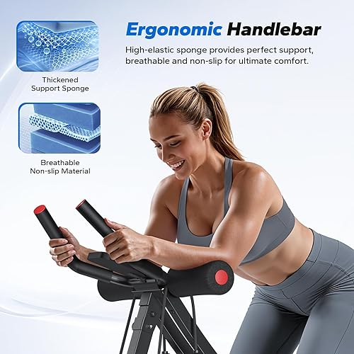 Miniatura 8 de MERACH Máquina de abdominales ajustable, equipo de entrenamiento abdominal para gimnasio en casa, pista de arco ergonómica para mejores abdominales,