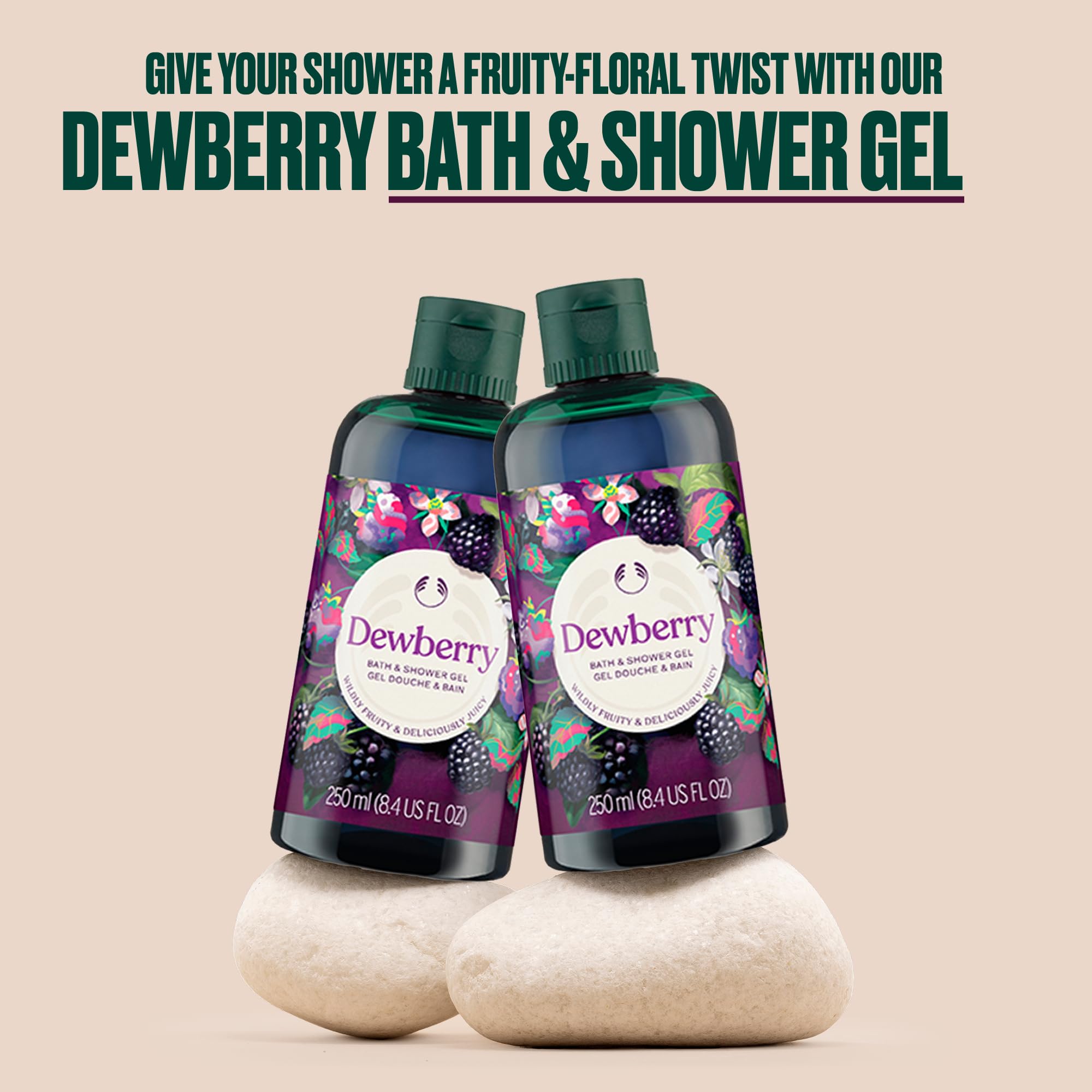 The Body Shop The Body Shop Dewberry Bath & Shower Gel | Gentle Lathering Body Wash with Fruity Scent | Vegan, for All Skin Types, 250 ml / 8.4 fl oz in use