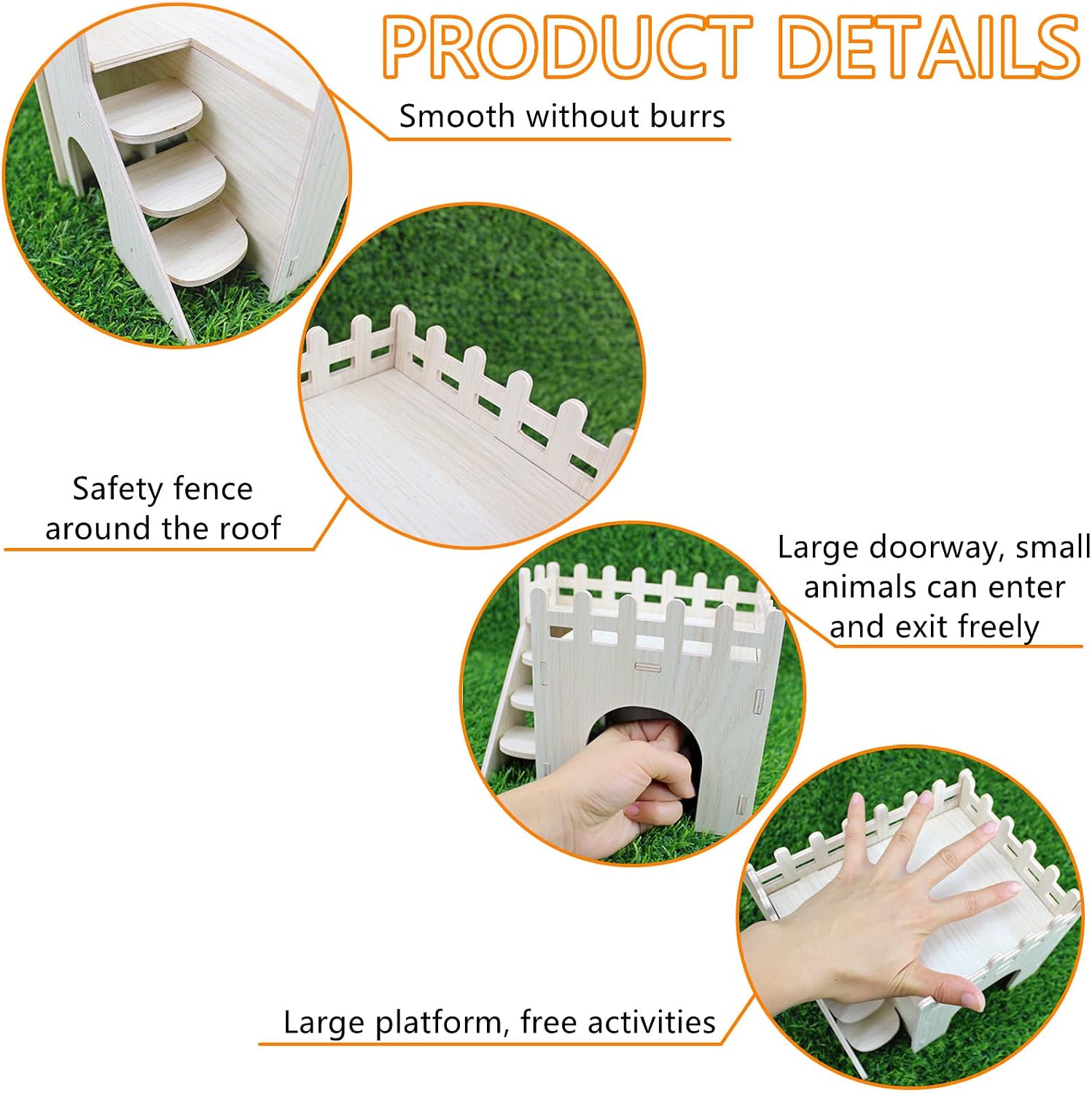 YankMooM Wooden Hamster House,Washable Luxury Hamster Hideaway with Climbing Ladder Hamster Play Toys Small Pet Hideout House for Hamster - Image 4