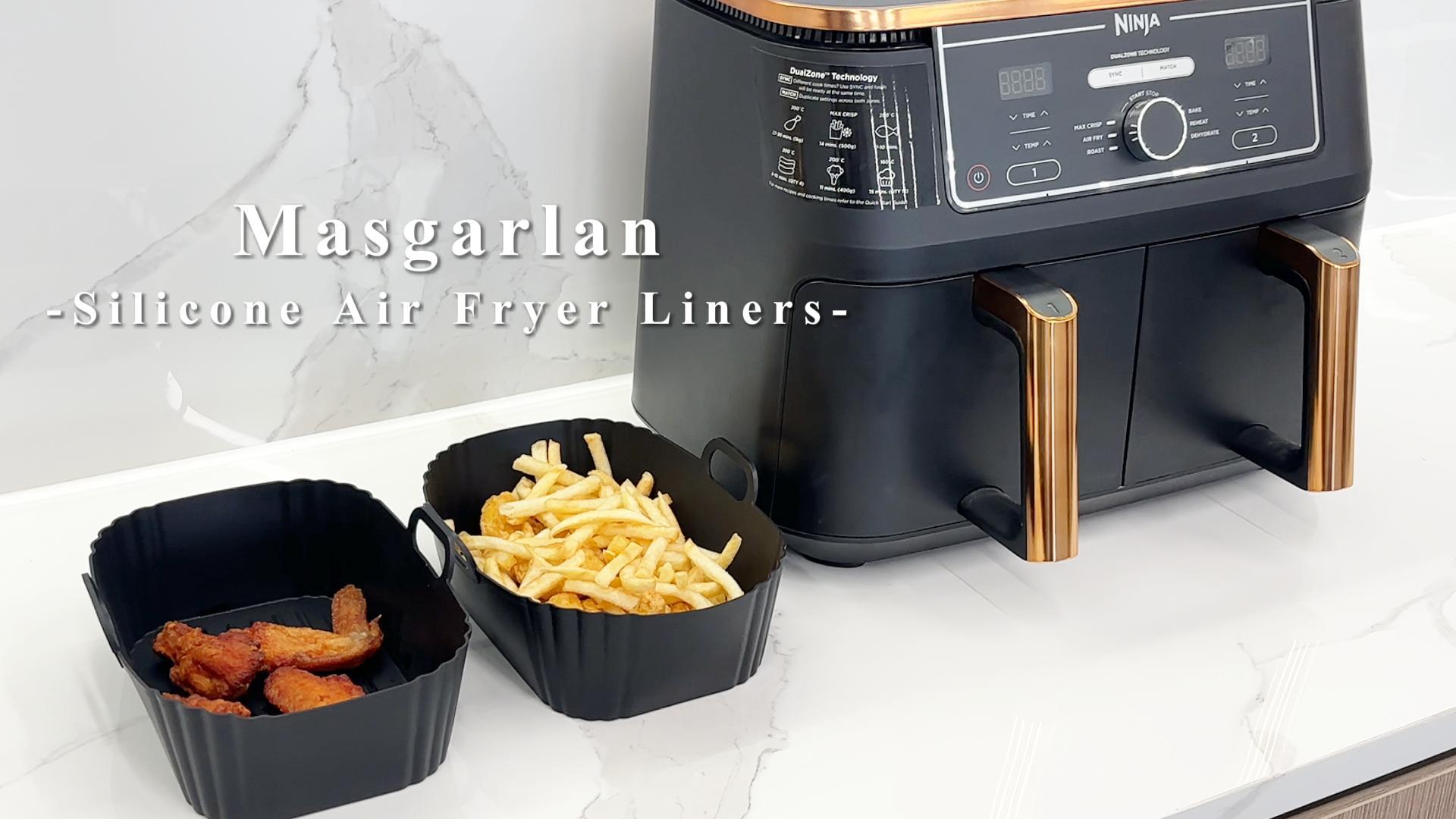 2 Paquet Moule Silicone Air Fryer,Accessoires Air Fryer pour Ninja Friteuse,Plat Silicone Air Fryer pour Foodi Max Dual Zone 9.5l AF400EU AF300EU 7.5L,Moule Air Fryer,Plat pour Air Fryer Ninja