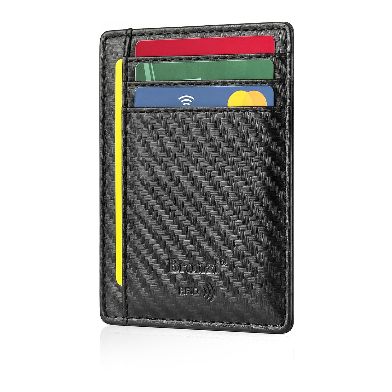 Bronzi® Portafoglio Uomo Slim Piccolo | Portacarte Uomo Donna Portatessere Porta Carte Di Credito | Portafogli Mini Protezione RFID con Portamonete | Box Regalo - Brand Italiano