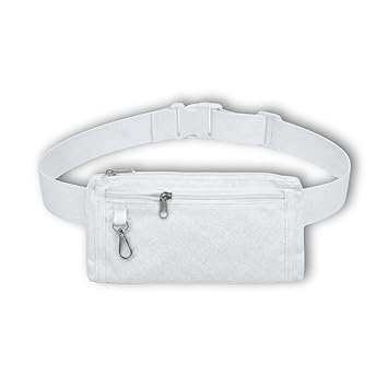 Ihram Ahram Belt for Men | Hajj Umrah Bag | White Polyester Waterproof | 3 Pocket Zipper | Adjustable Strap | Fits Waist 28–45 | Nafeed
