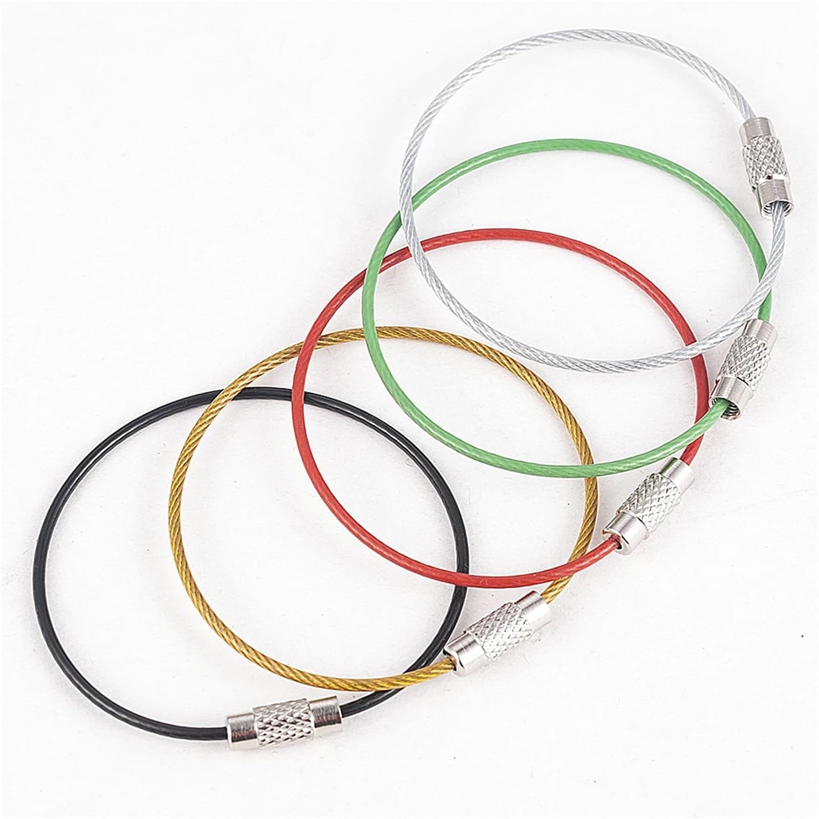Llavero de acero inoxidable Llavero de alambre de acero inoxidable de 50 piezas, llavero con Cable, cadenas for estilo de senderismo al aire libre