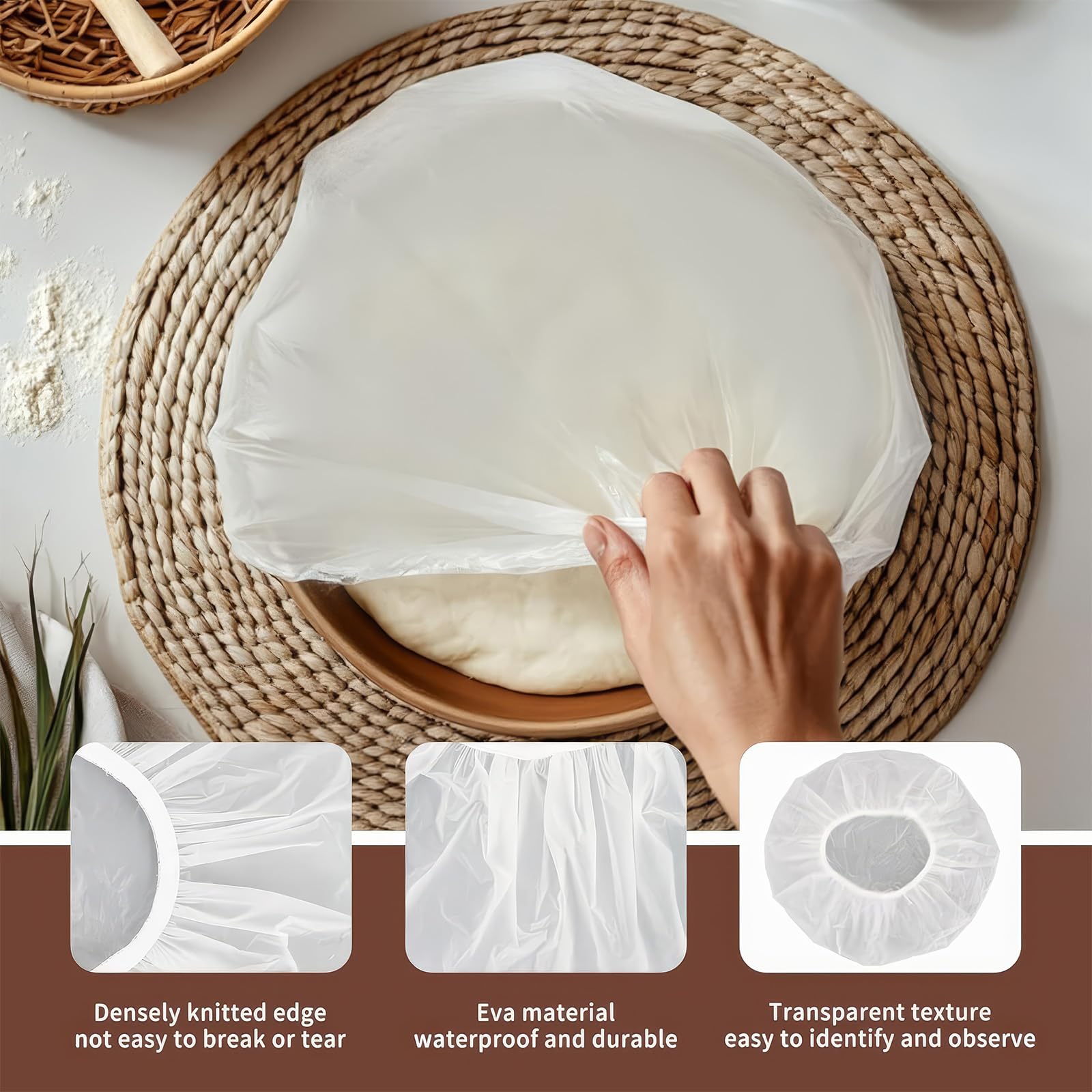 4 Pezzi Copertura per Impasto, Copertura per Alimenti, Coperchi per Cestello Di Fermentazione, Cuffia Alimentare per Lievitazione, per Lcestino Lievitazione Pane