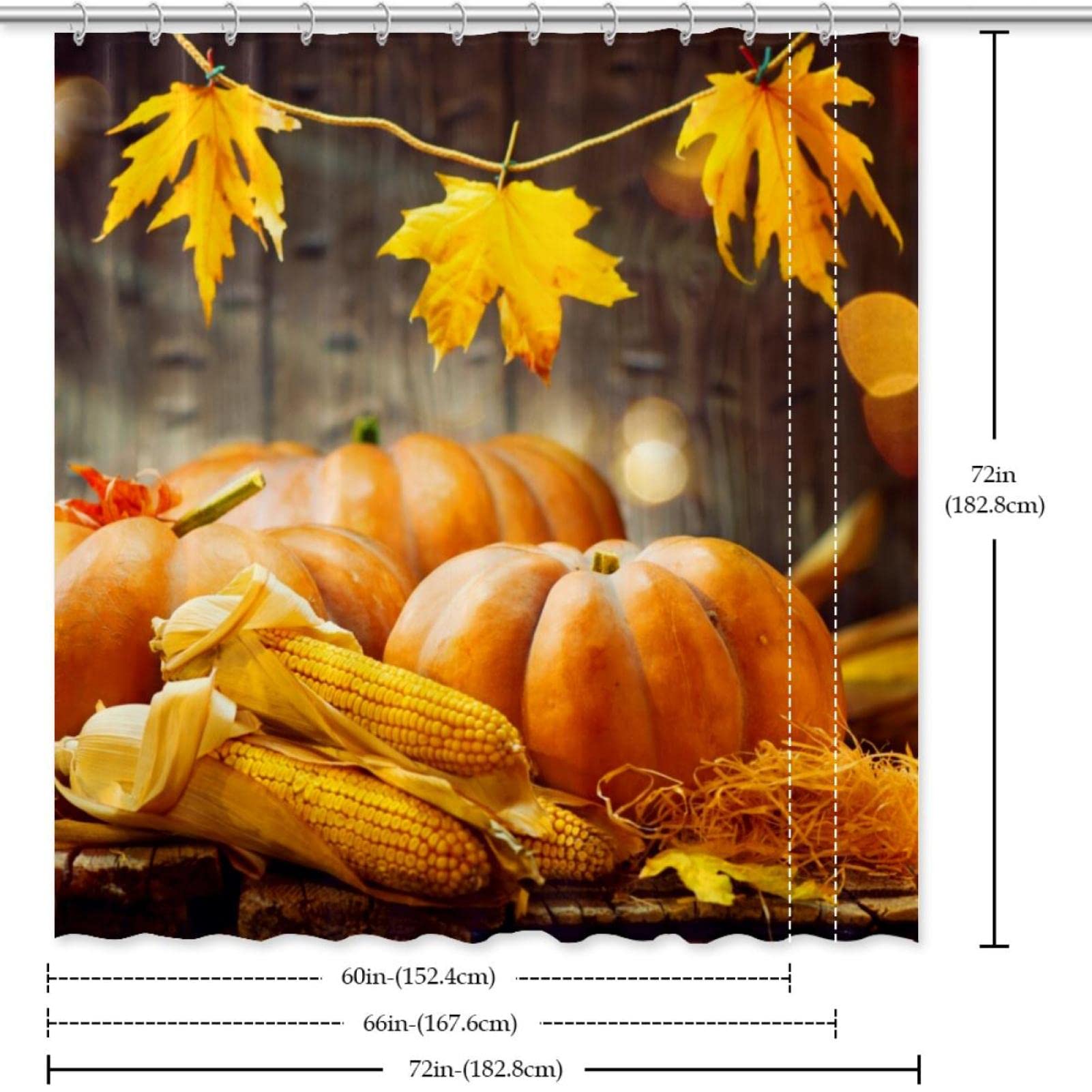 ZCHOMI Duschvorhang Herbst-Design | Vogelscheuche & Kürbis-Motiv (183x183 Cm) | Wasserdicht, Mit Haken