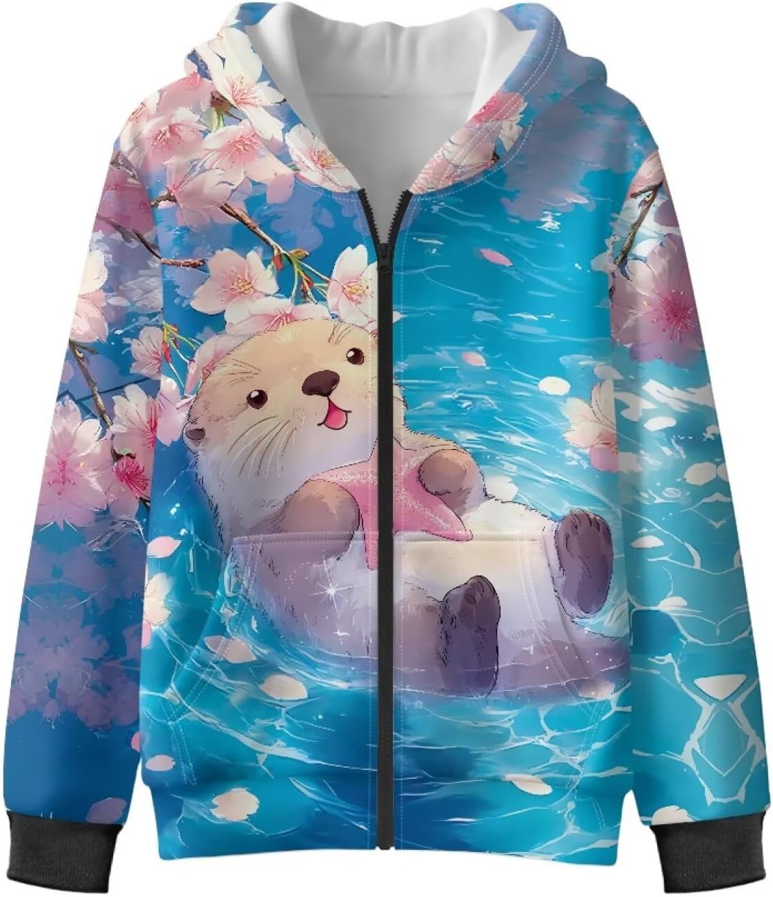GePrint Girls Hoodie Casual Loose Long Sleeve Jacket Outfits Comfortable Fashion Full-Zip Fall Winter Clothes for Girls