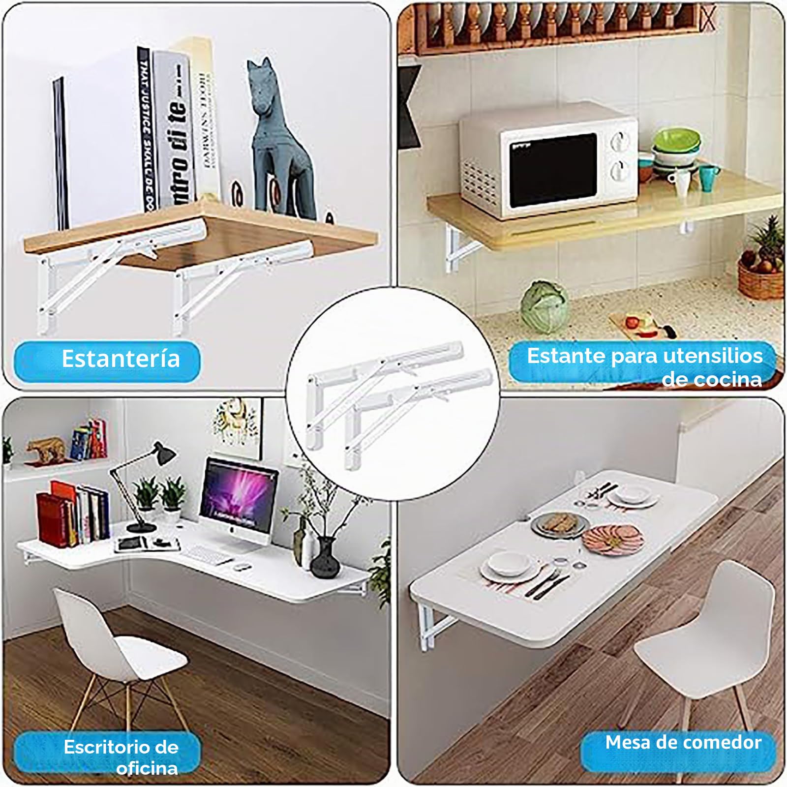 400mm Escuadras Abatibles, 2Pcs Bisagra Mesa Abatible Escuadras para Estanterias, Bisagras Mesa Plegable Inoxidable, Soporte Estantería Plegable, Pared Soporte de Estante, Carga: 90KG.