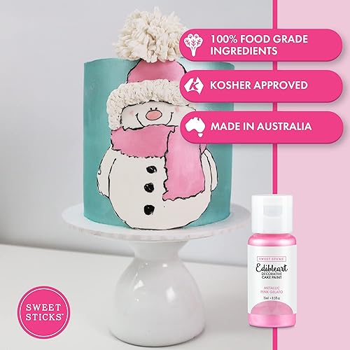 Miniatura 3 de Sweet Sticks Edible Art - Pintura decorativa para tartas, 0.5 onzas (0.5 fl oz), gelato rosa metálico