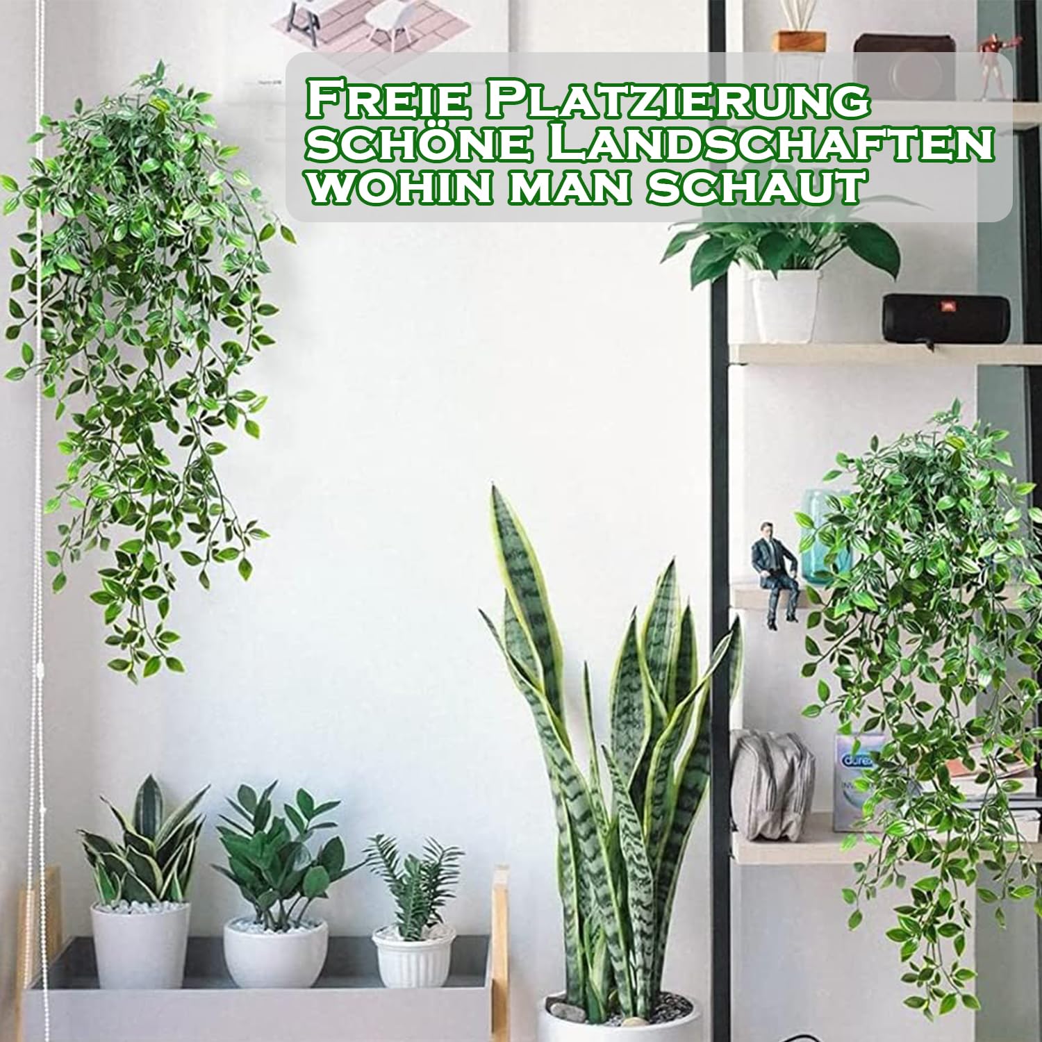 Künstliche Hängepflanze Eukalyptus – Ca. 63 Cm Lang – Mit Topf – Für Wand & Regal – Pflegeleicht & Realistisch