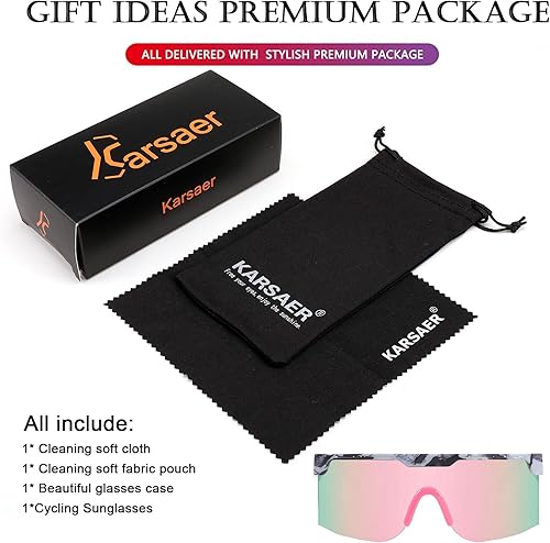 Miniatura 6 de Karsaer Vision - Lentes de sol retro de los años 80 y 90 sin montura con visera de neón para hombres y mujeres