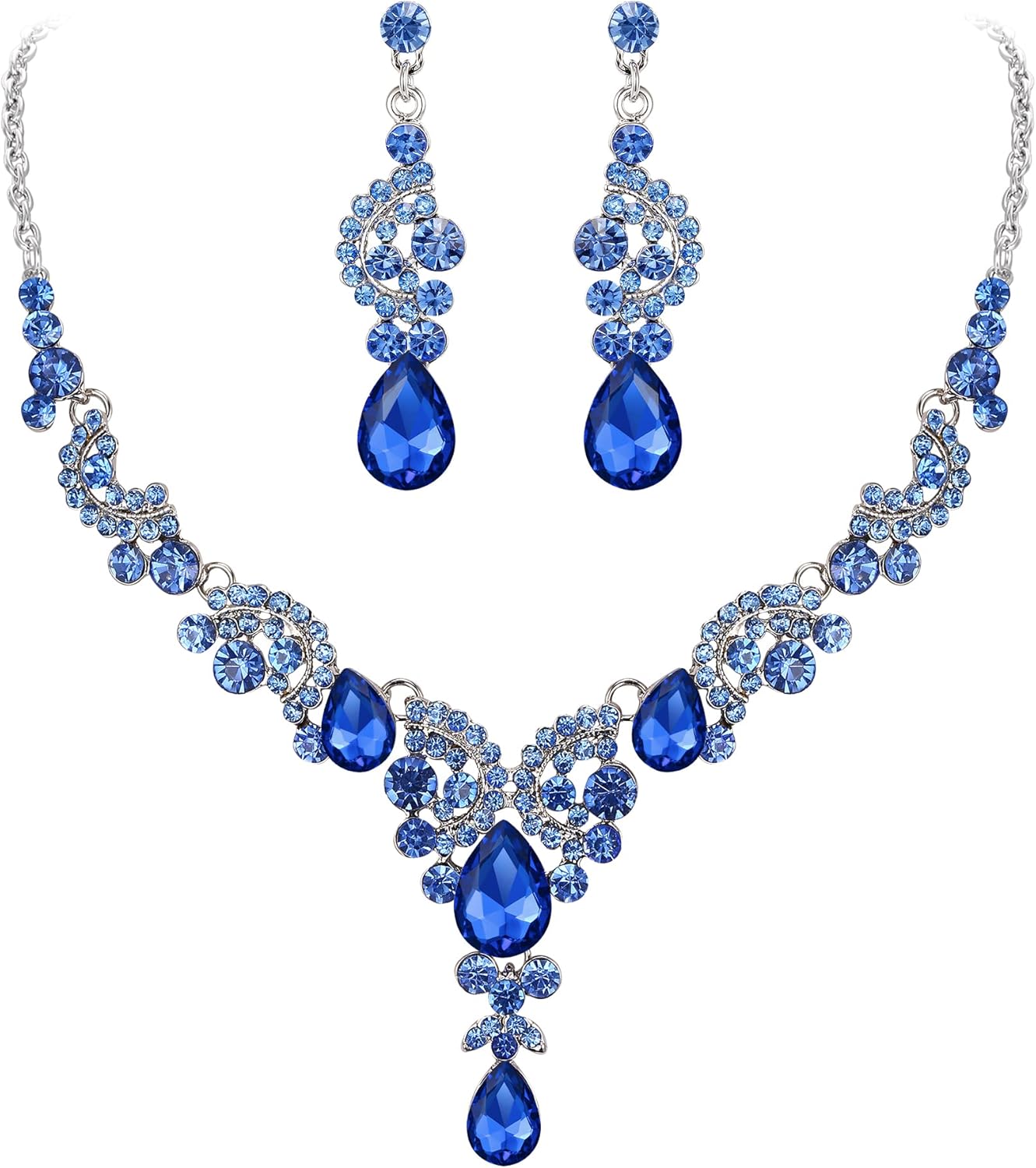 2pcs_Light Blue Silver-Tone