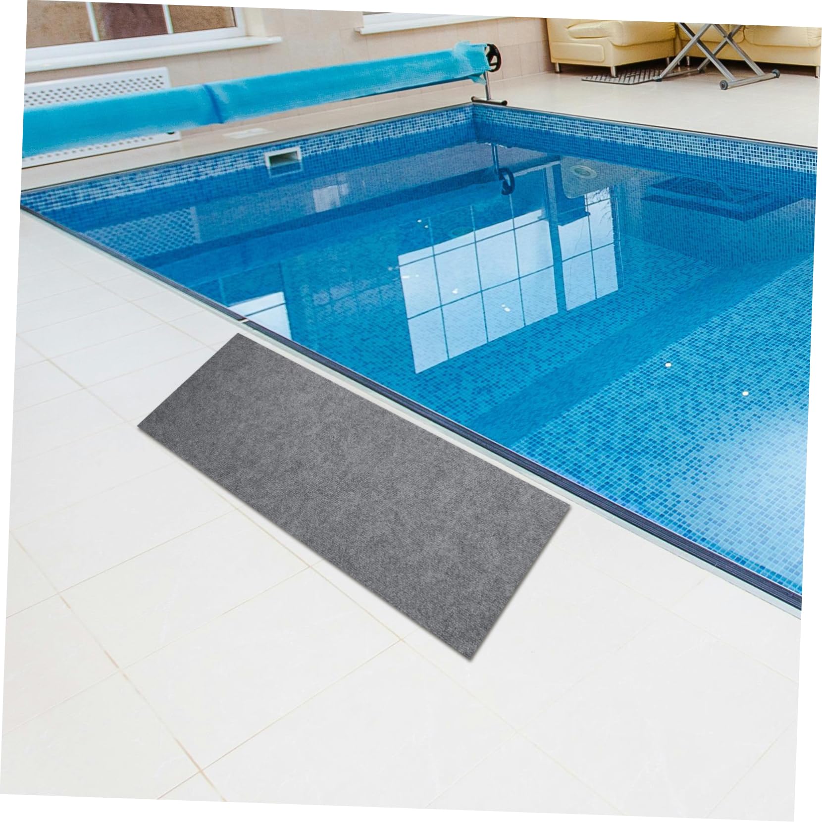 GALPADA Tappetino Piscina Fuori Terra Autoadesivo in Fibra di Polipropilene | Antiscivolo e Assorbente, Installazione Semplice, per Area Esterna Attorno al Bordo Piscina