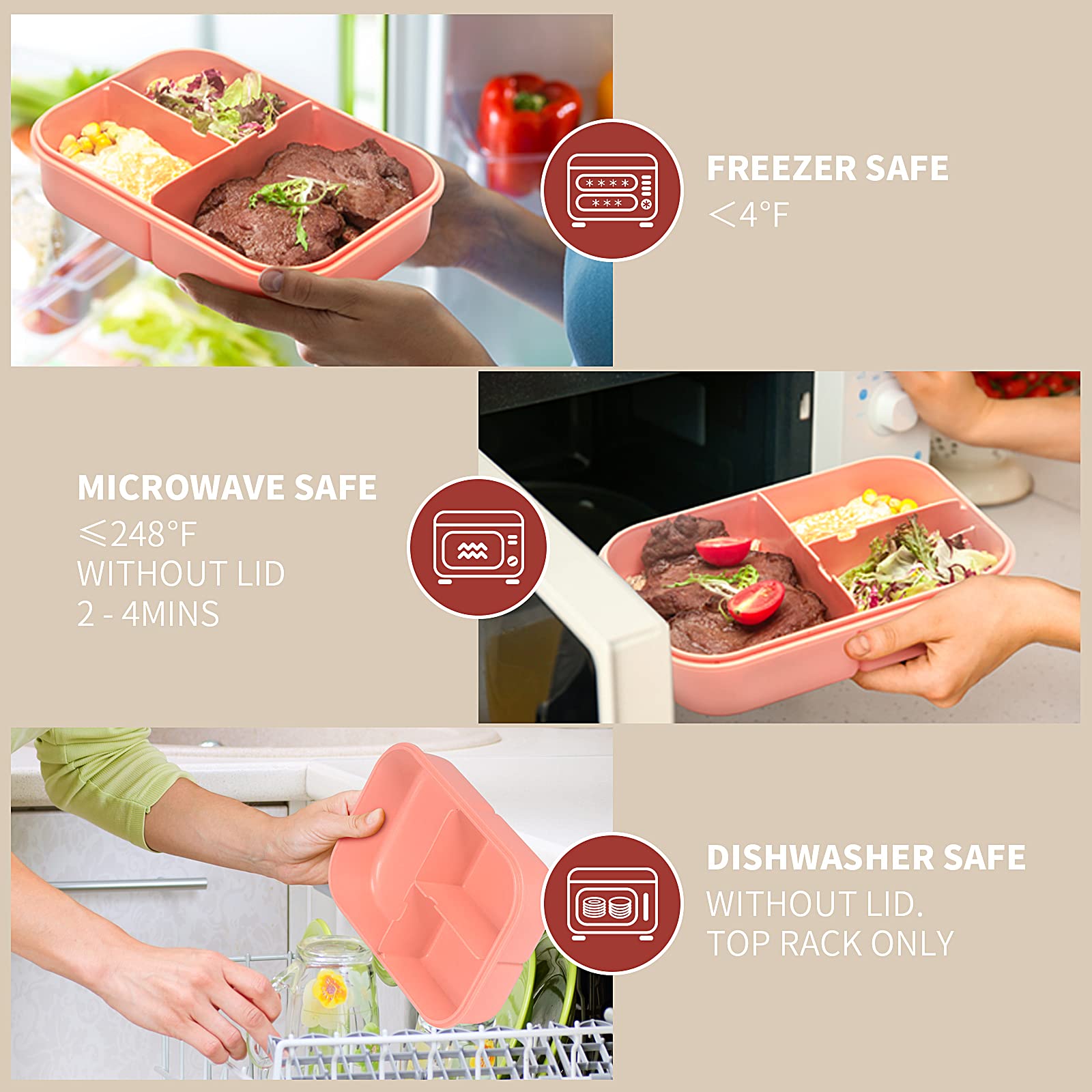 MISS BIG Bento-Box Für Kinder – 3 Fächer, Auslaufsicher, 1150 Ml, BPA-frei (Grün)