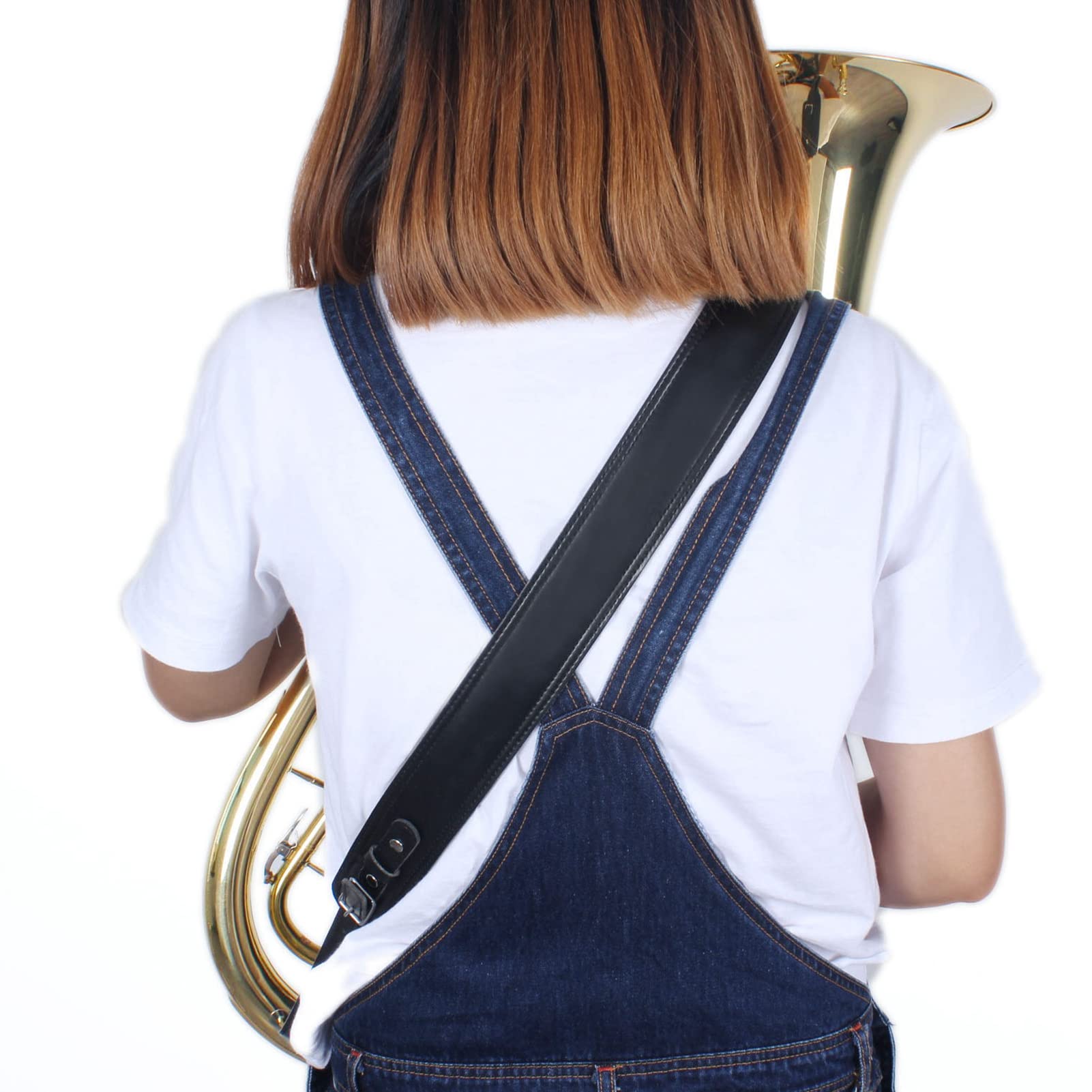Pasek do noszenia na róg tenorowy, regulowany pasek Euphonium, tuba, pasek na ramię z poszerzoną wyściółką na ramiona i regulowaną klamrą, dla dorosłych i dzieci, akcesoria