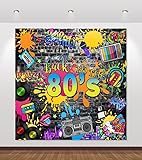 80s Backdrop for Parties Hip Hop Rock Music Disco Birthday Party Photo Backdrops Retro Graffiti Brick Wall Background Photoshoot Photo Booth Back to The 80'S Themed Party Banner Decoration 8x8ft