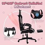 Dowinx Cat Ear Gaming Chair for Adults, Pink Ergonomic Computer Chair with Massage Lumbar Support, Reclining Gamer Chair with Footrest and Headrest, 290 lbs