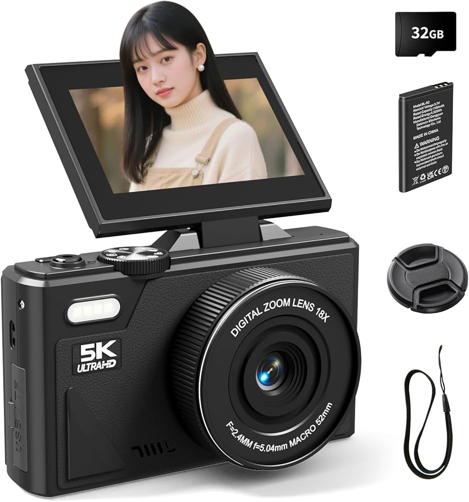 Amazon | SRVR デジタルカメラ 5K 録画 デジタルカメラ 7500 万