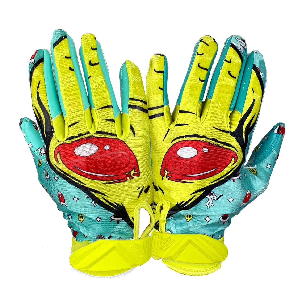 Battle Sports Back of Hand Wide Receiver Football Gloves, Ultra-Tack Sticky & Grip, No Slip - Adult & Youth