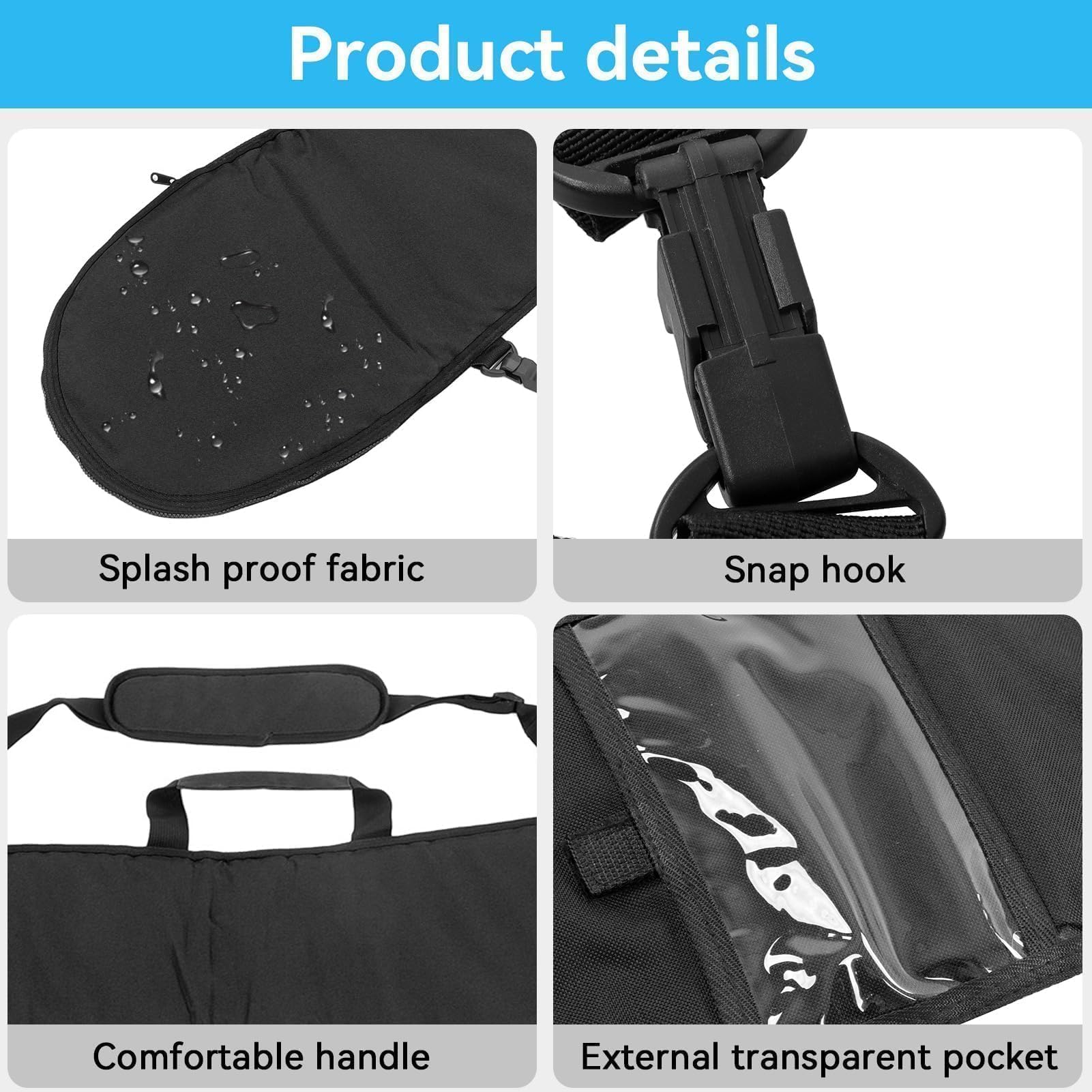 Bolsa De Transporte De Canoa Kayak, Bolsa De Almacenamiento De Remo De Barco Funda De Bolsa Para Transporte De Almacenamiento De Canotaje De Remos (Black)