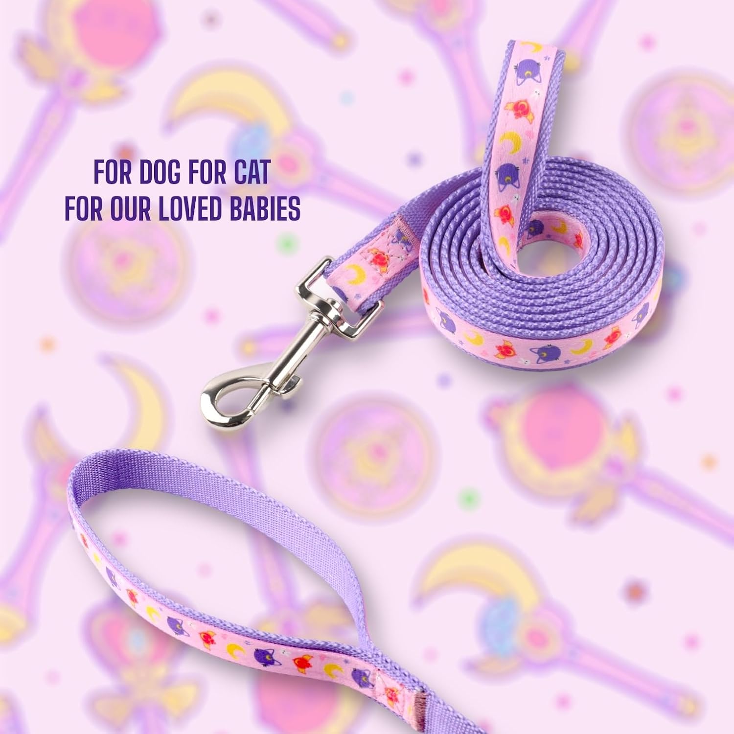 Japanese Dog Leash Anime Dog Leash Japanese cat Leash Anime Dog Collar and Leash Anime Dog Leash Anime Dog Toy Leash for Small Animals Anime Dog Costume Anime pet Leash (Name of Moon) image 3