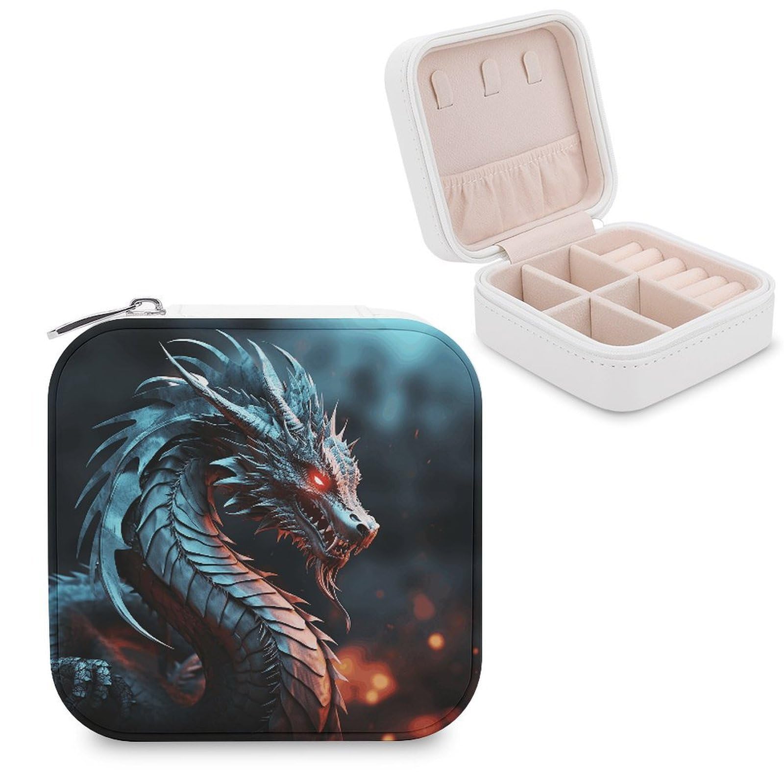 VstaDank Dragon Jewelry Box for Women Custom Travel Jewelry Case Personalized Travel Jewelry Boxes Small Portable Jewelry Organizer Box for Rings Necklaces Bracelets Earring