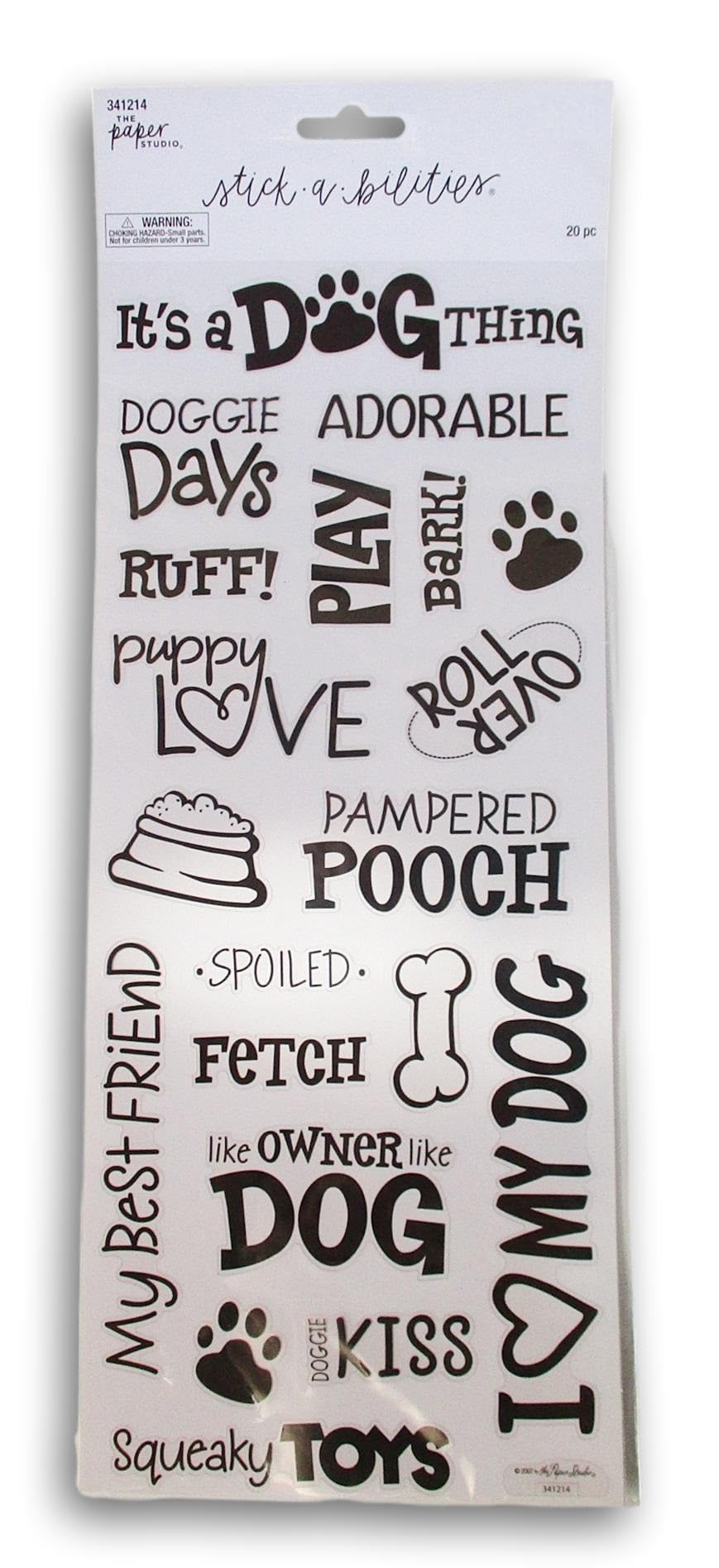Stickabilities Bow Wow Dog Sayings Stickers - Black/White - for Scrapbooks, Cards, Crafts - 20 Pieces - Image 2