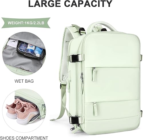 Miniatura 3 de coowoz Mochila de viaje grande para mujeres y hombres,Mochila de transporte,Mochila de senderismo impermeable para deportes al aire libre, Verde