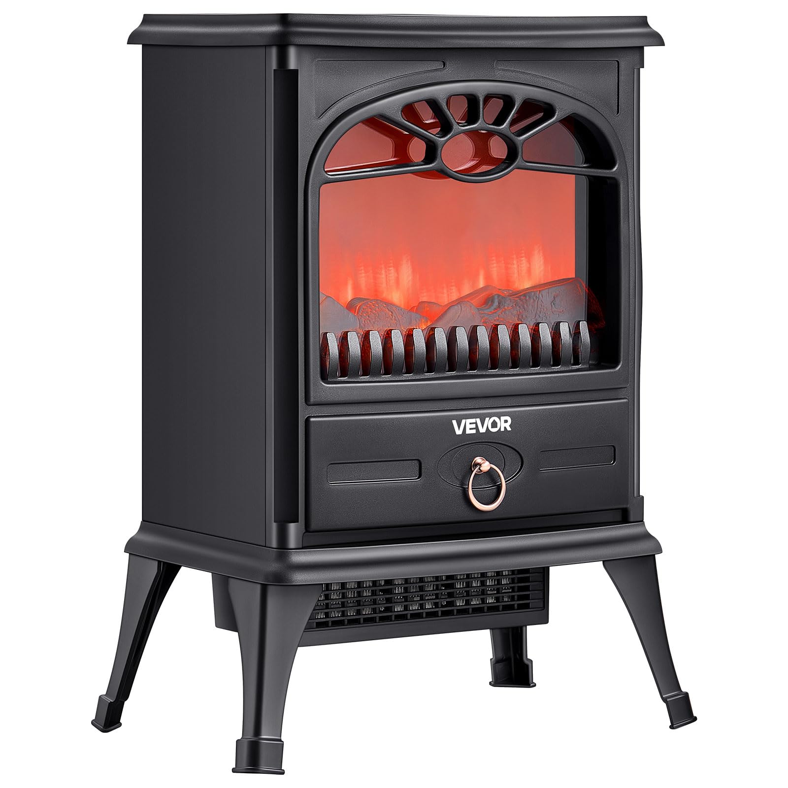 VEVOR 22.8-inch Freestanding Electric Fireplace Stove Heater in a living room setting.