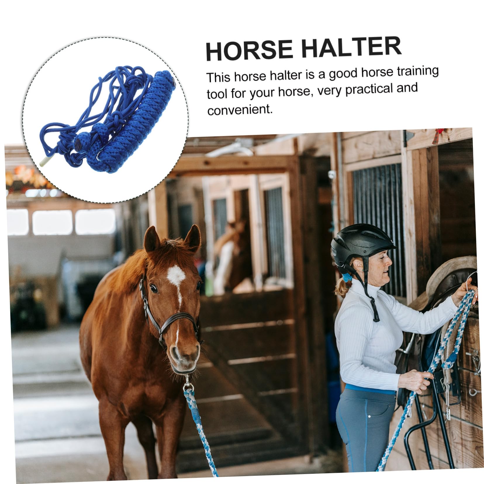 Cabestro de Cuerda Trenzada para Caballos, Azul, de Tela