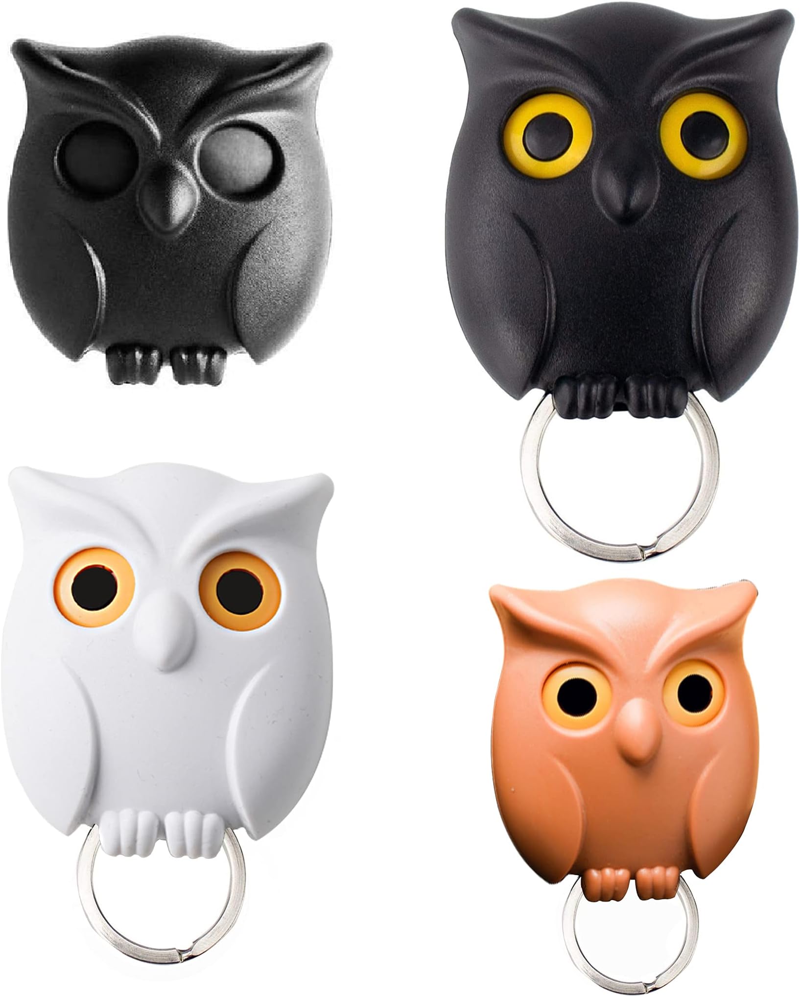 3PCS Owl Key Holder Cute Owl Key Holder Automatic Open Close Eyes Magnetic Night Owl Keying Holder Wall Mounted Owl Key Hooks with Wall Self-Adhesive Tape