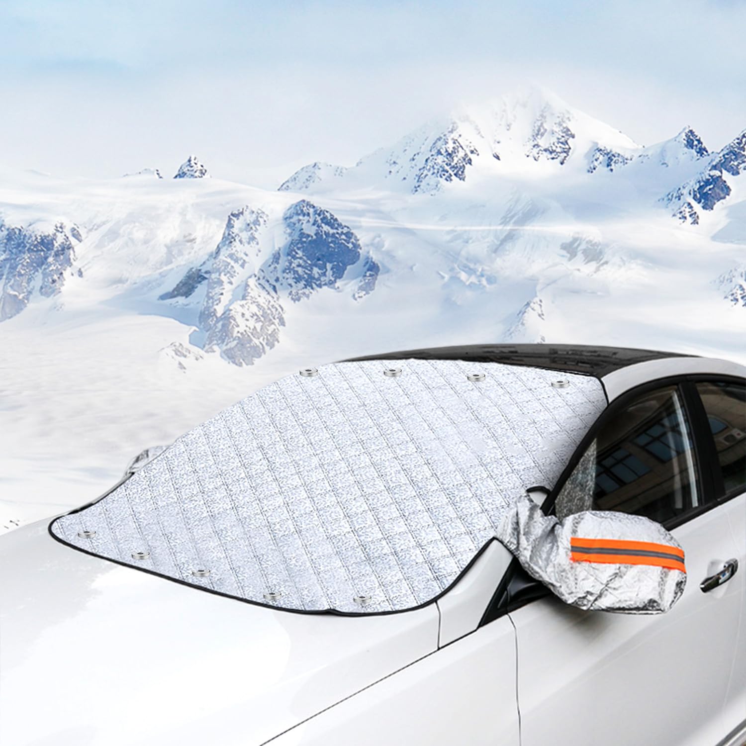 XIAQICA Couverture Pare Brise Voiture 150 x 111 cm Protege Pare Brise Givre Protection Pare Brise avec Aimant pour SUV Voiture Général Anti-Gel Neige Glace Soleil