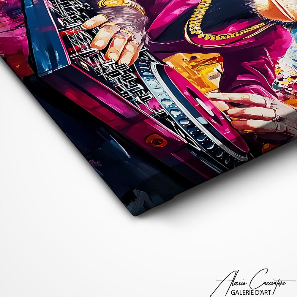 Quadro scimmia Dj - Poster decorativo murale umoristico - Stampa su tela Pop Art - Quadro Street Art di grande formato - Decorazione da parete con animali - Tela astratta moderna (80 x 60 cm)